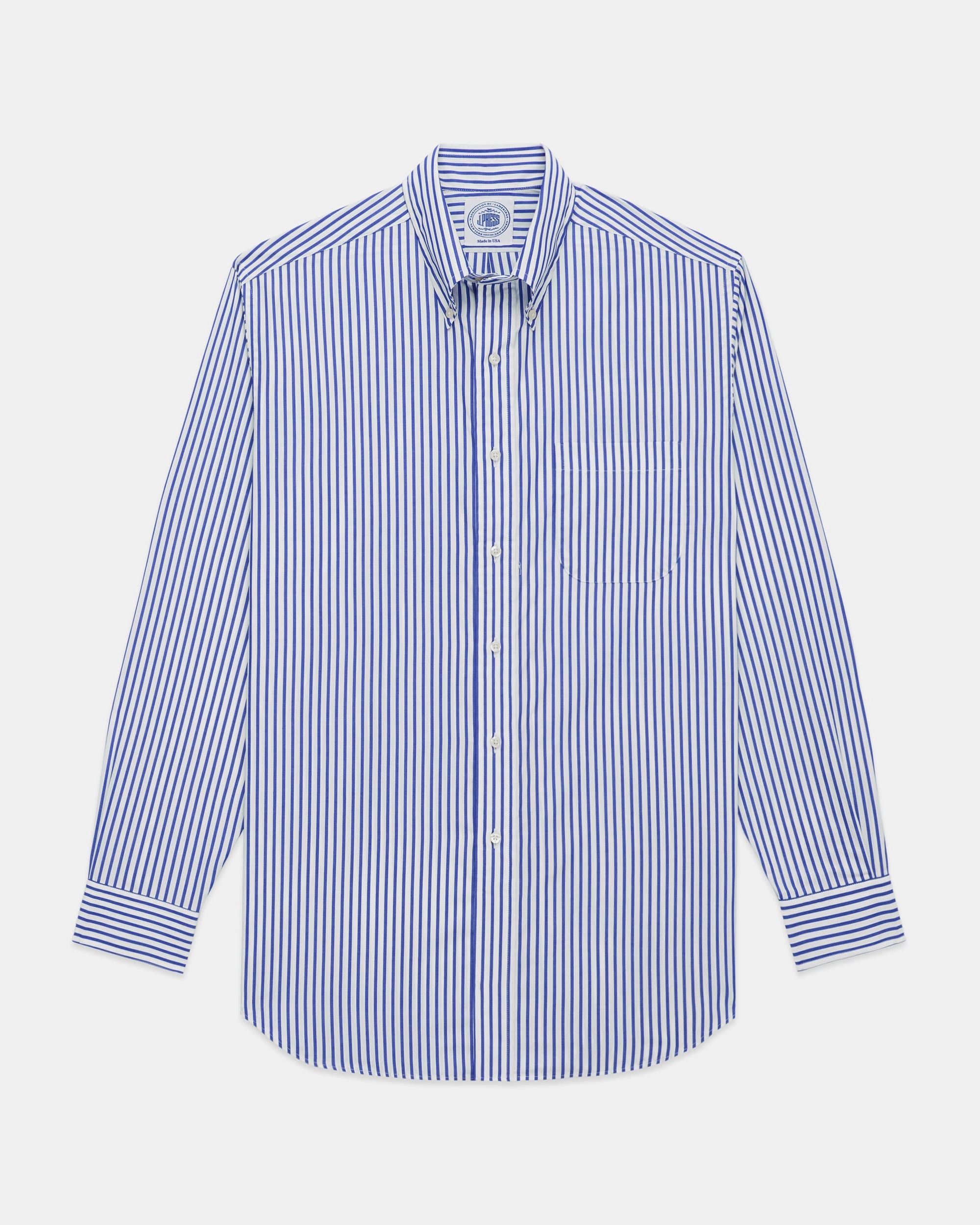 Youthful Style Made-in-Canada Blue Butcher Stripe Broadcloth Button Down Shirt - Classic Fit