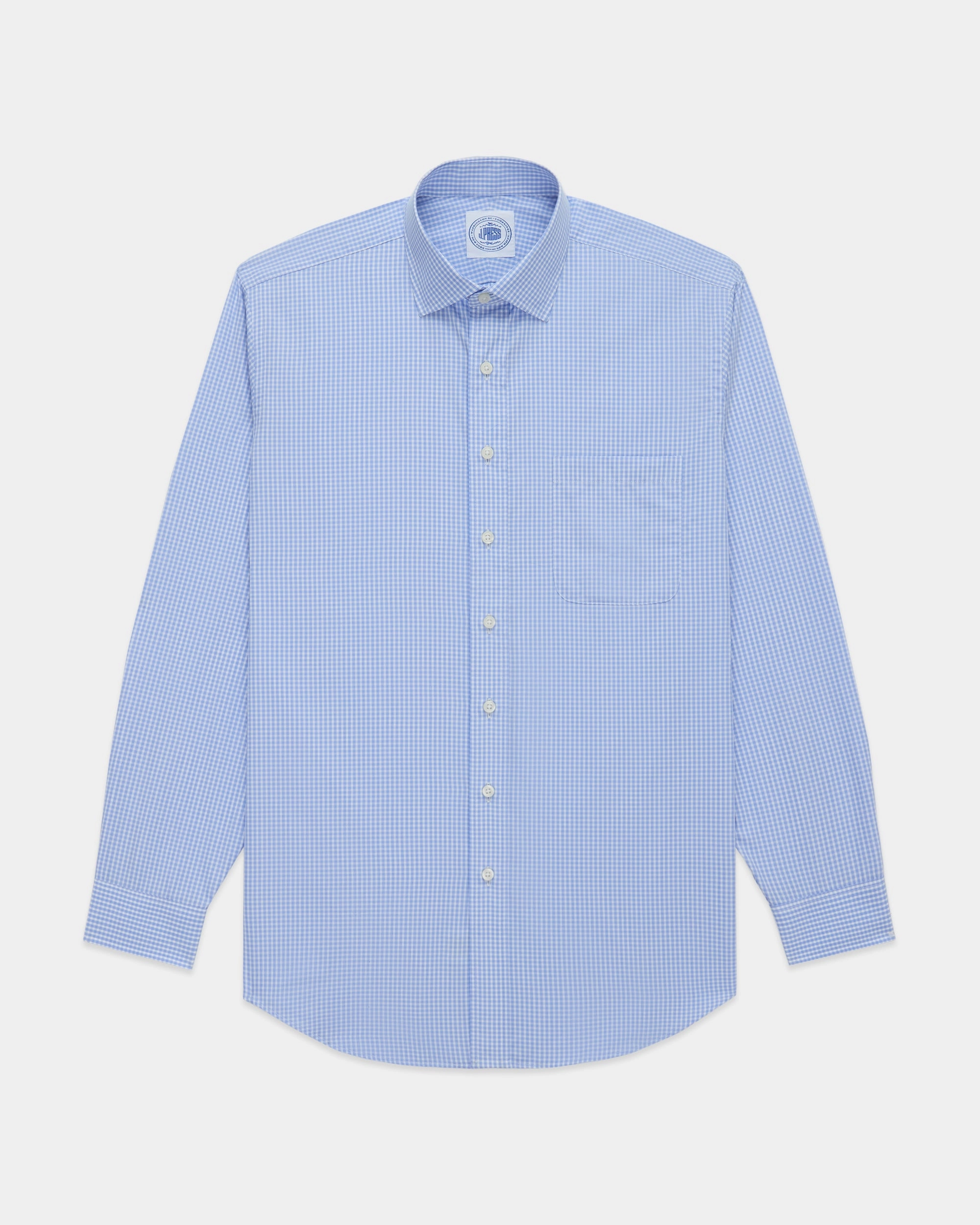 Made-in-Canada Blue Gingham Spread Collar Dress Shirt - Classic Fit Wrinkle-Free