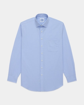 Made-in-Canada Blue Gingham Spread Collar Dress Shirt - Classic Fit Wrinkle-Free