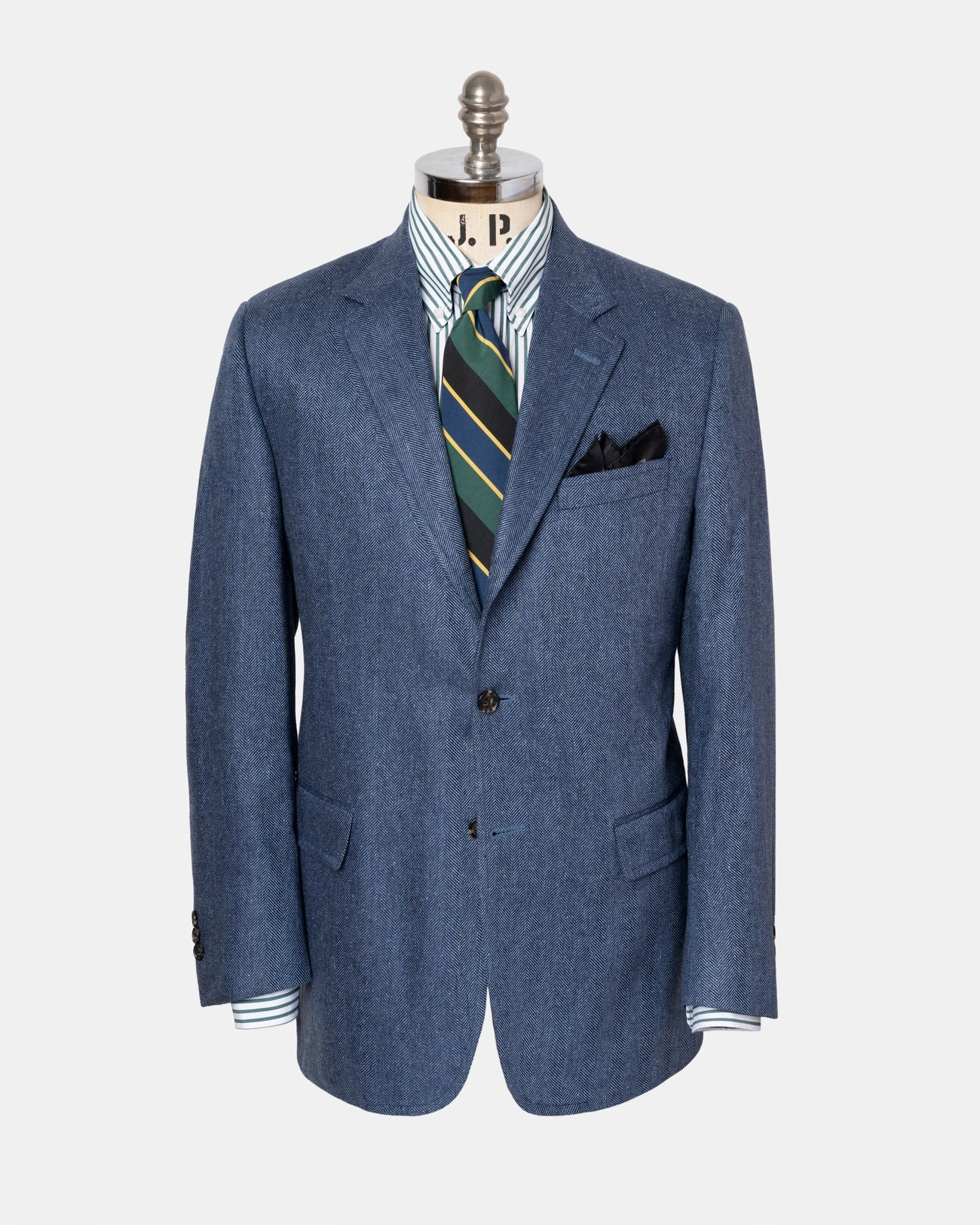 Made-in-Canada Blue Herringbone Silk Sport Coat Sleek Look Sharp Design
