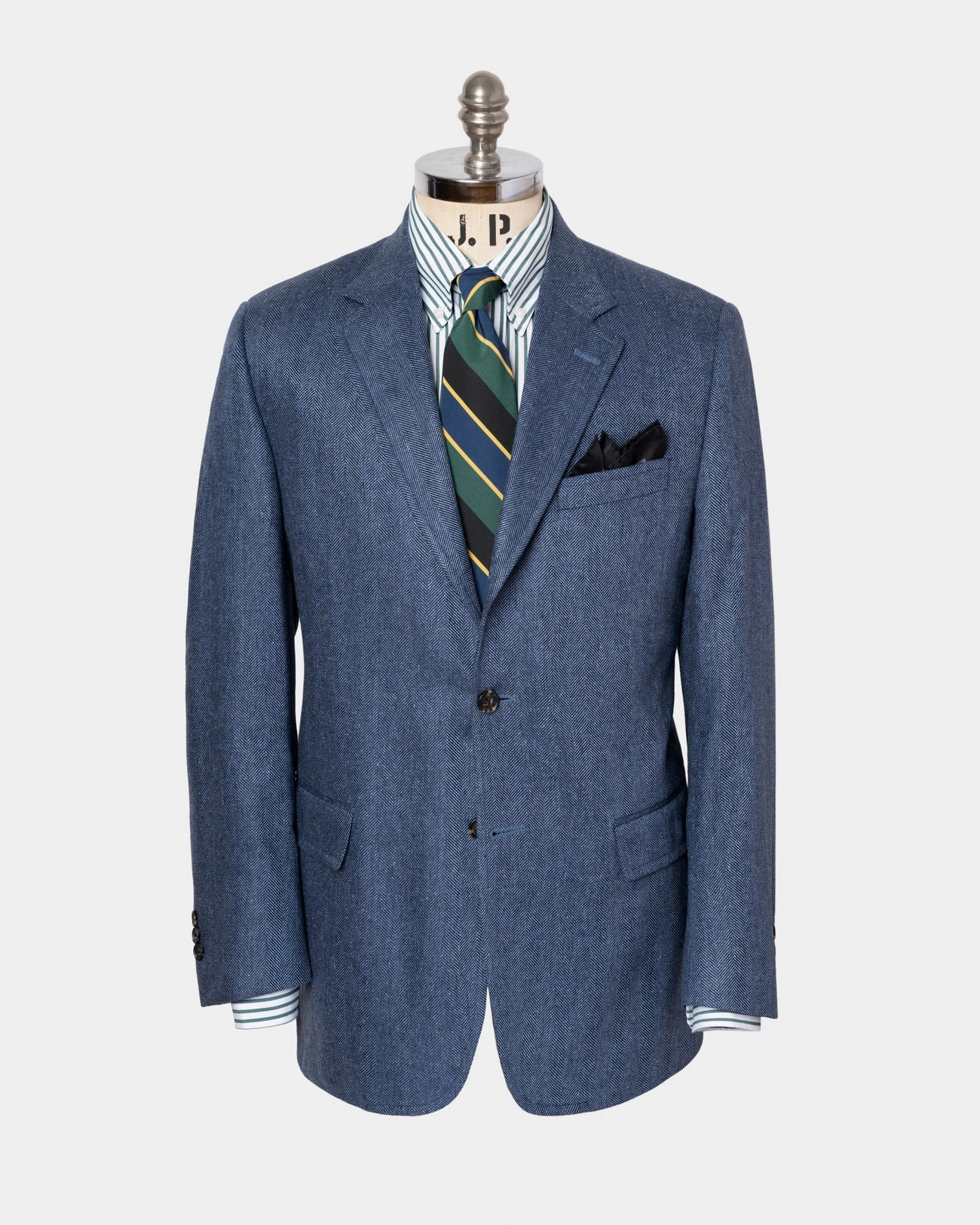 Casual Professional Adaptive Fit Technology Made-in-Canada Blue Herringbone Silk Sport Coat