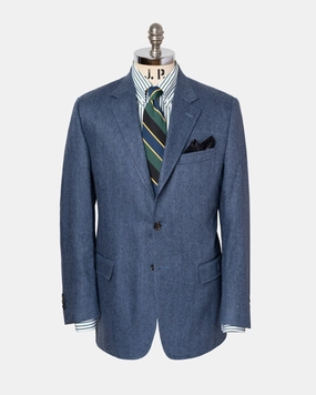 Made-in-Canada Blue Herringbone Silk Sport Coat Sleek Look Sharp Design
