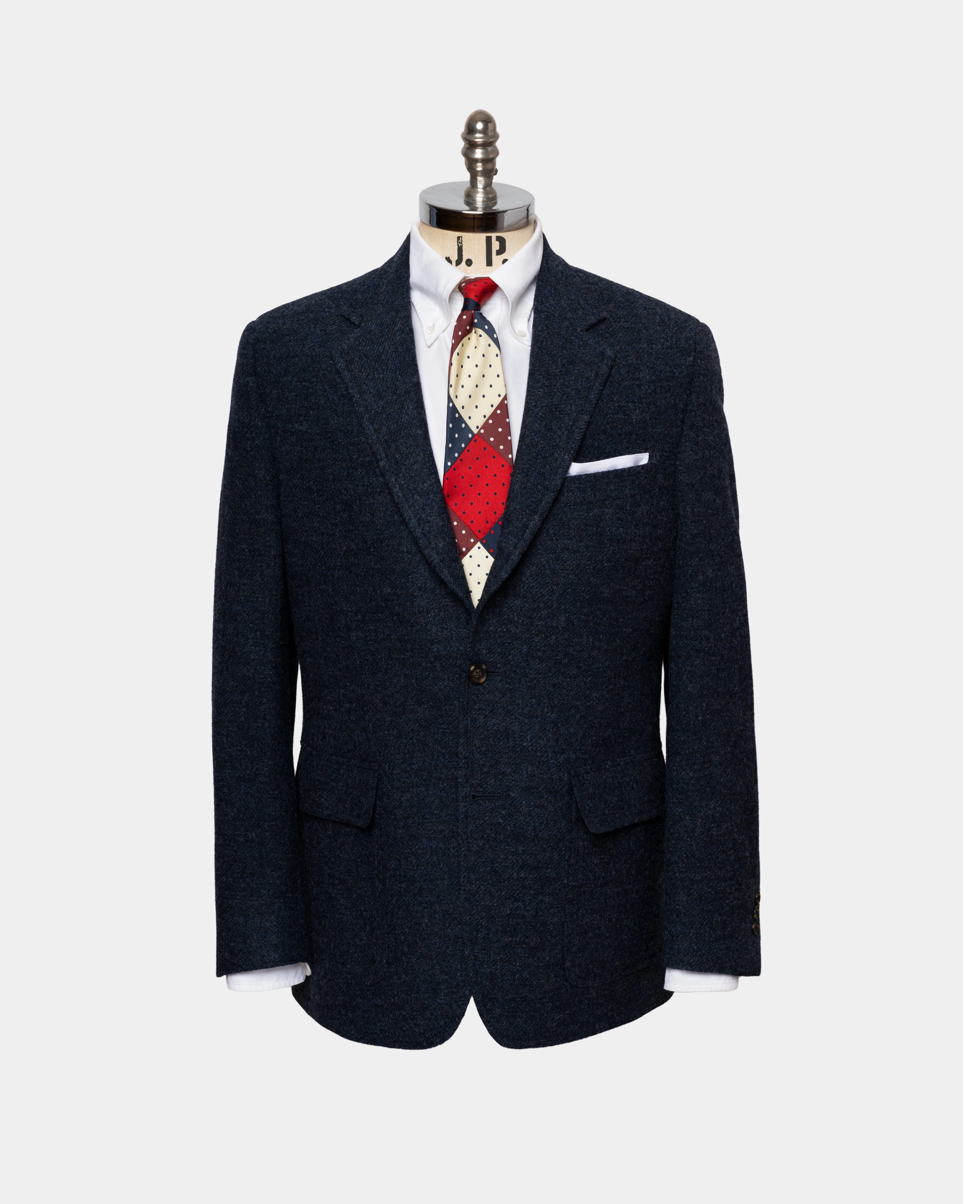 Premium Button Hardware Made-in-Canada Blue Marl Shaggy Dog Scottish Shetland Wool Sport Coat