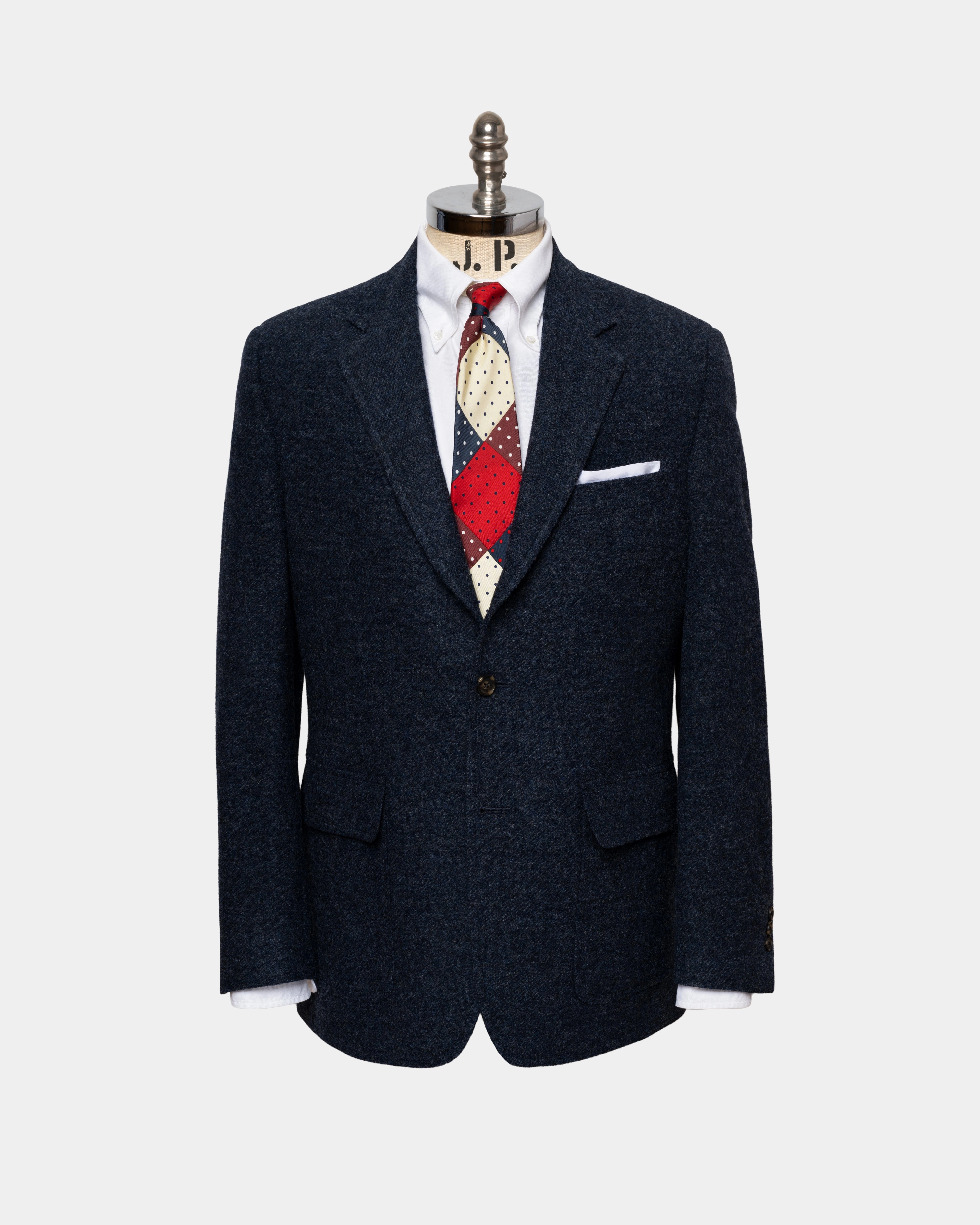 Sharp Design Smart Tailored Fit Made-in-Canada Blue Marl Shaggy Dog Scottish Shetland Wool Sport Coat
