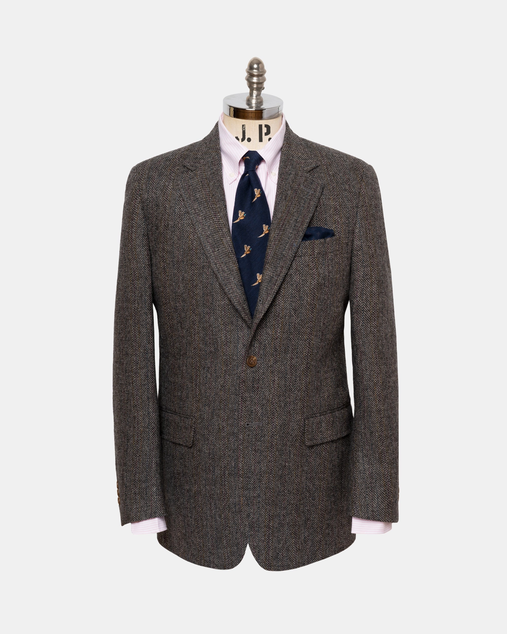 Made-in-Canada Brown Barleybone Stripe Irish Tweed Sport Coat Professional Look
