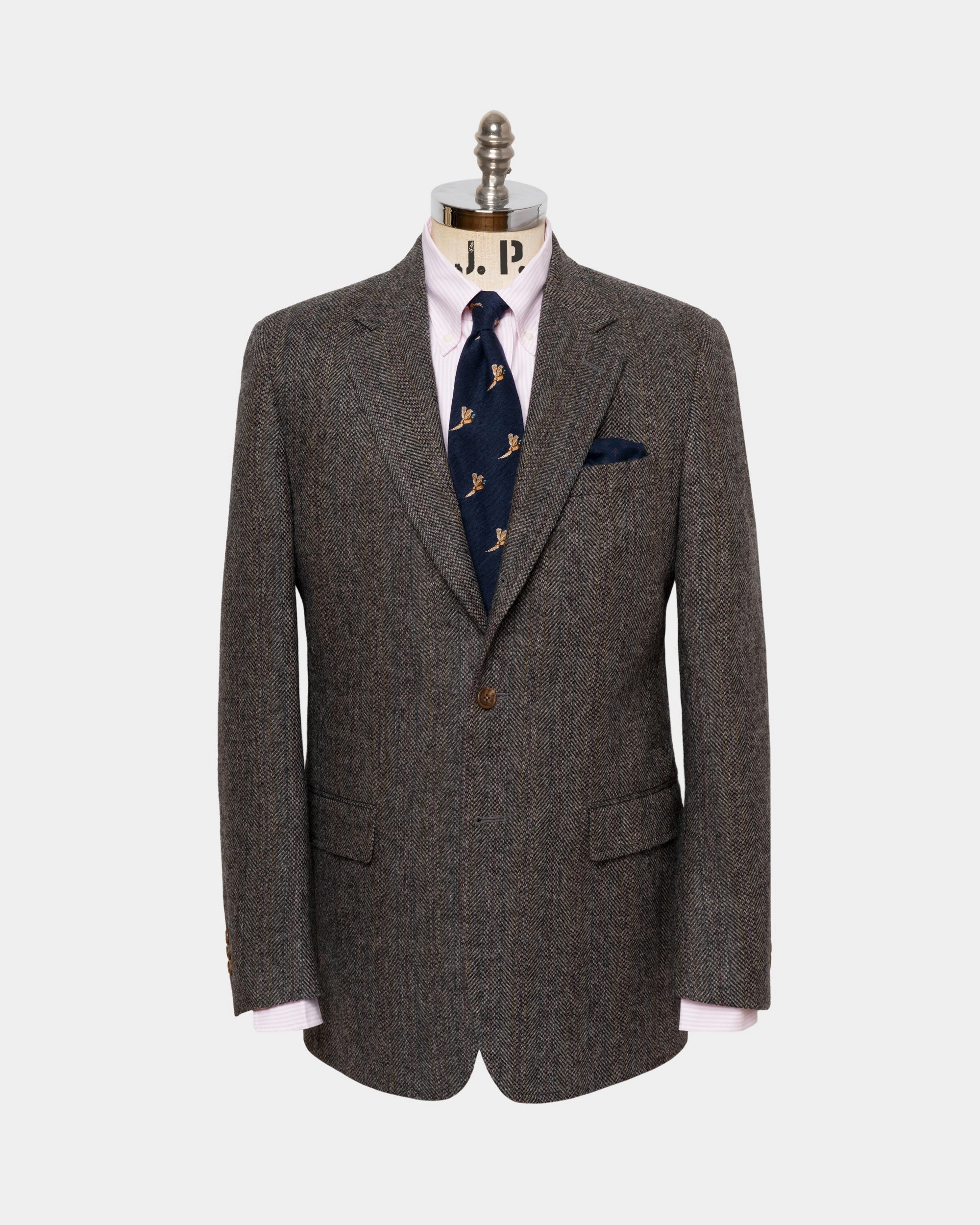 Chic Layer Made-in-Canada Brown Barleybone Stripe Irish Tweed Sport Coat