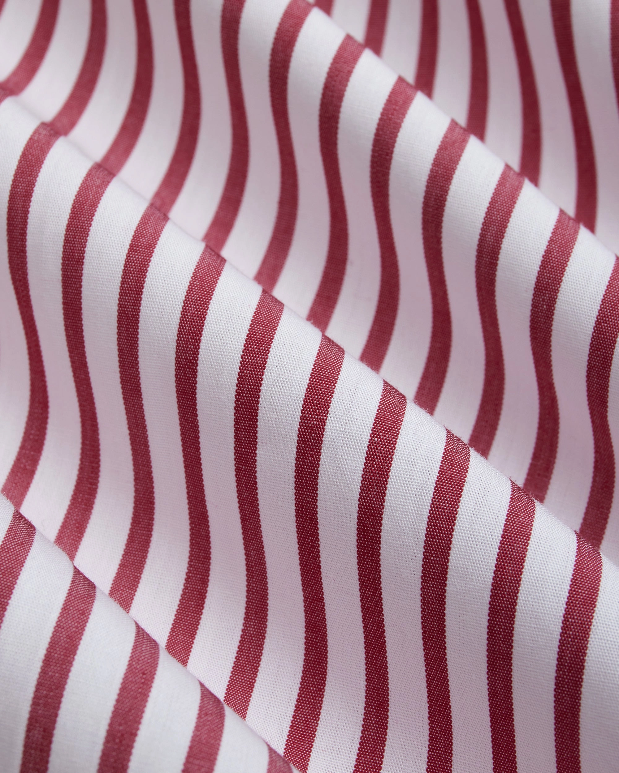Anti Static Finish Made-in-Canada Dark Red Butcher Stripe Broadcloth Button Down Shirt - Classic Fit