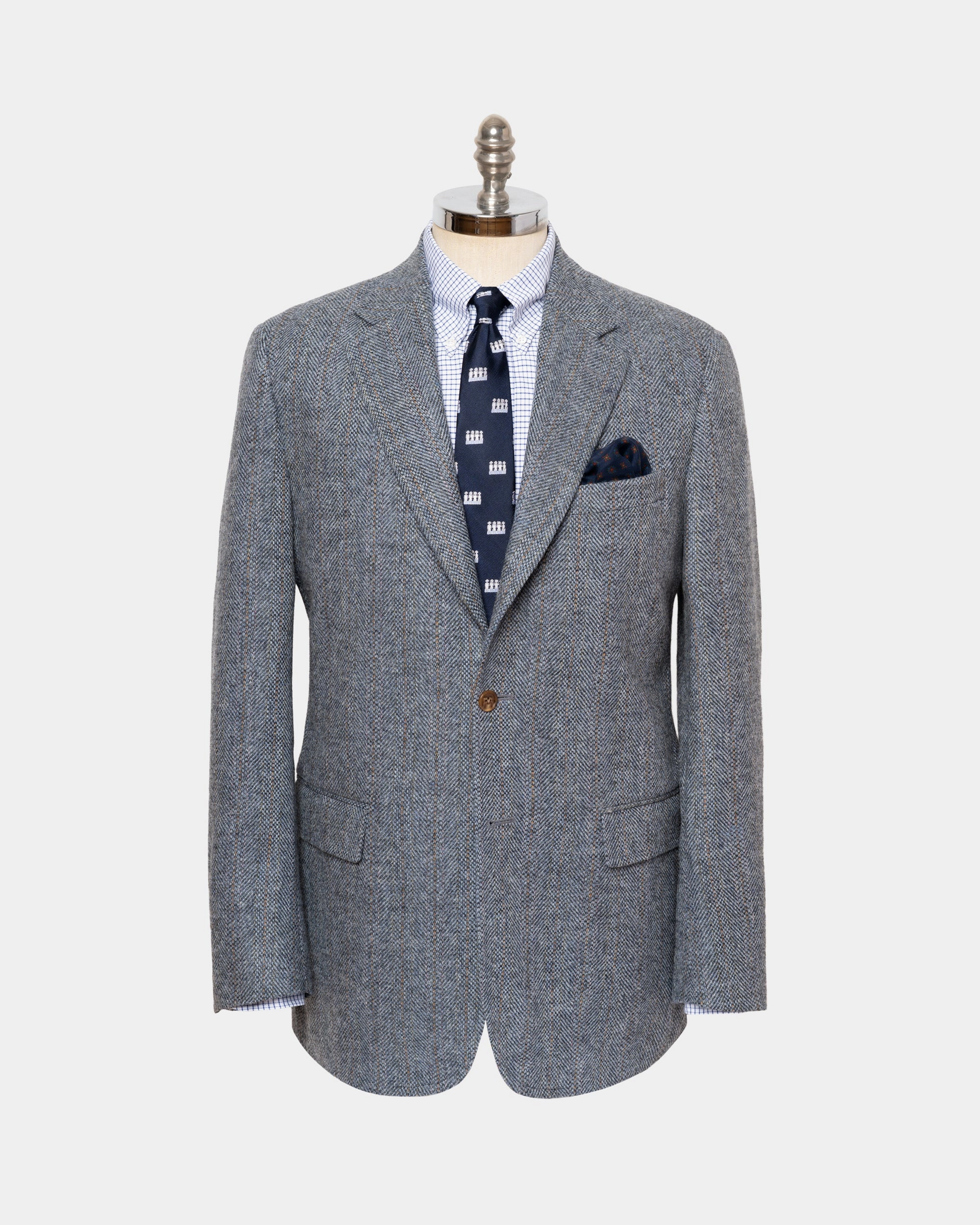 Made-in-Canada Grey Barleybone Stripe Irish Tweed Sport Coat Business Design Classic Style