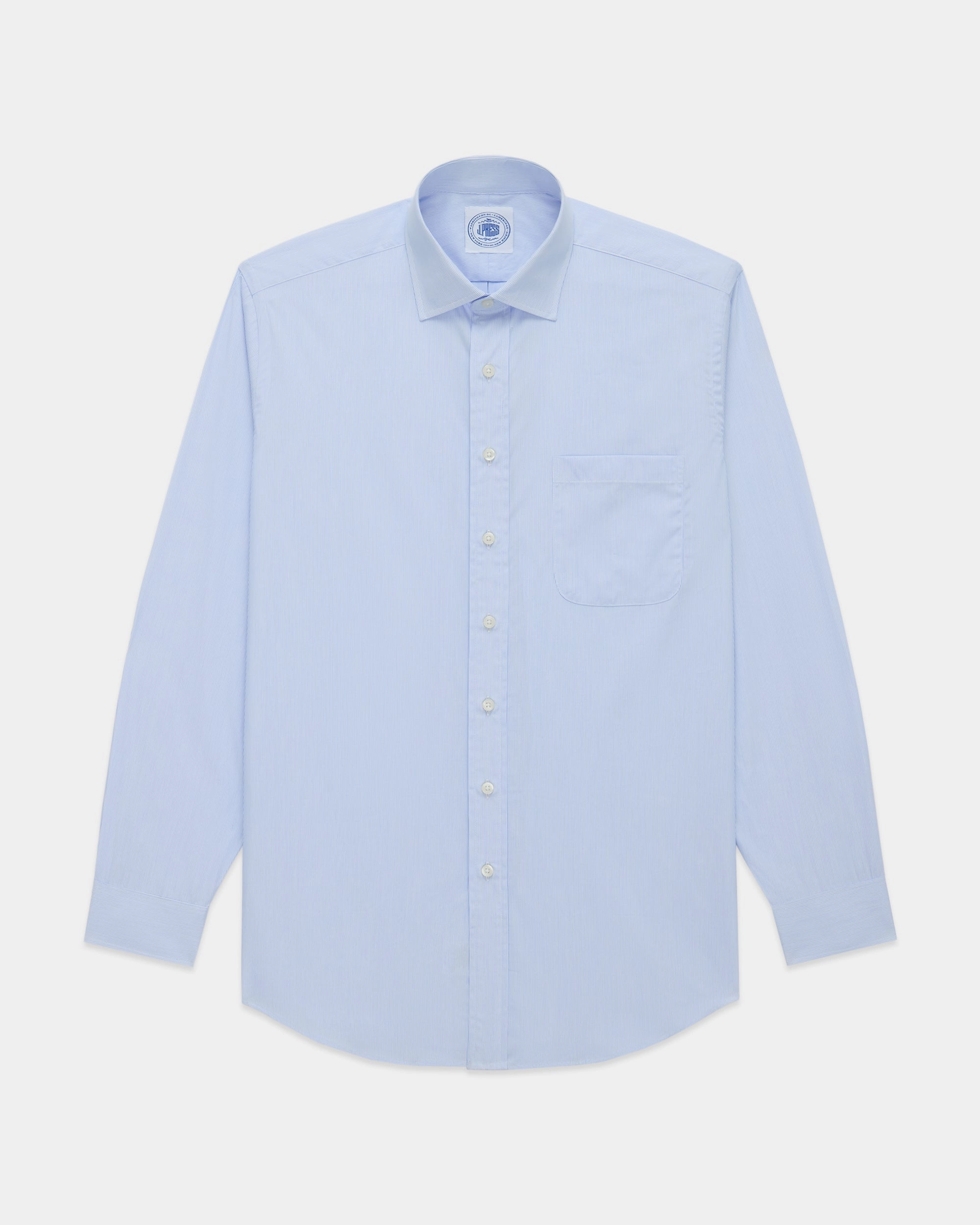Made-in-Canada Light Blue Pinstripe Spread Collar Dress Shirt - Classic Fit Subtle design Trendy Fashion
