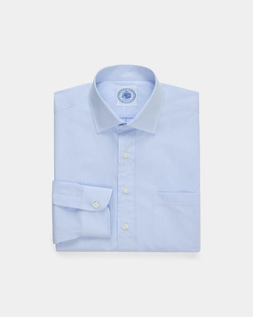 Functional Pocket Made-in-Canada Light Blue Pinstripe Spread Collar Dress Shirt - Classic Fit