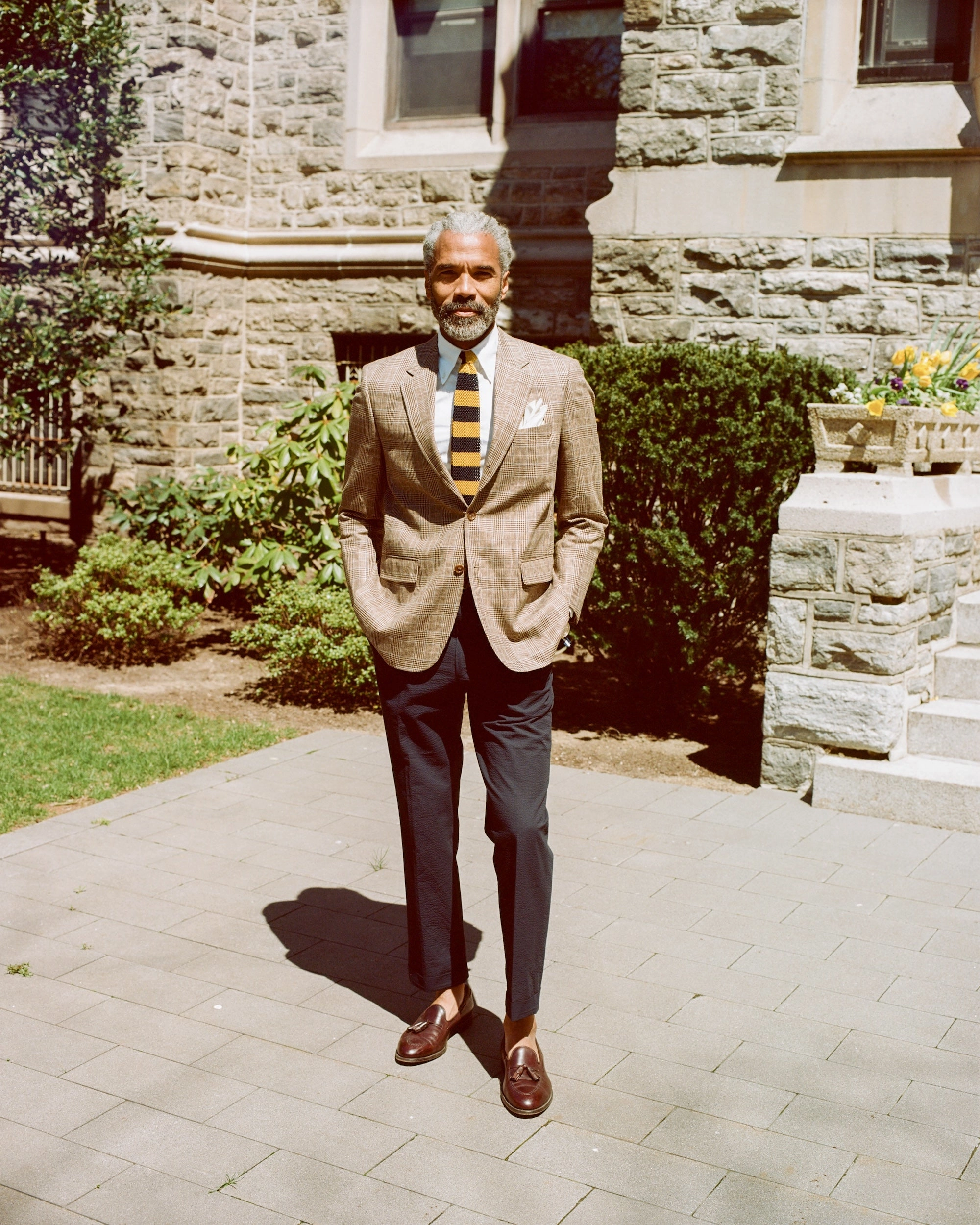 Made-in-Canada Light Brown & Blue Glen Plaid Silk/Wool Sport Coat Tailored for Success