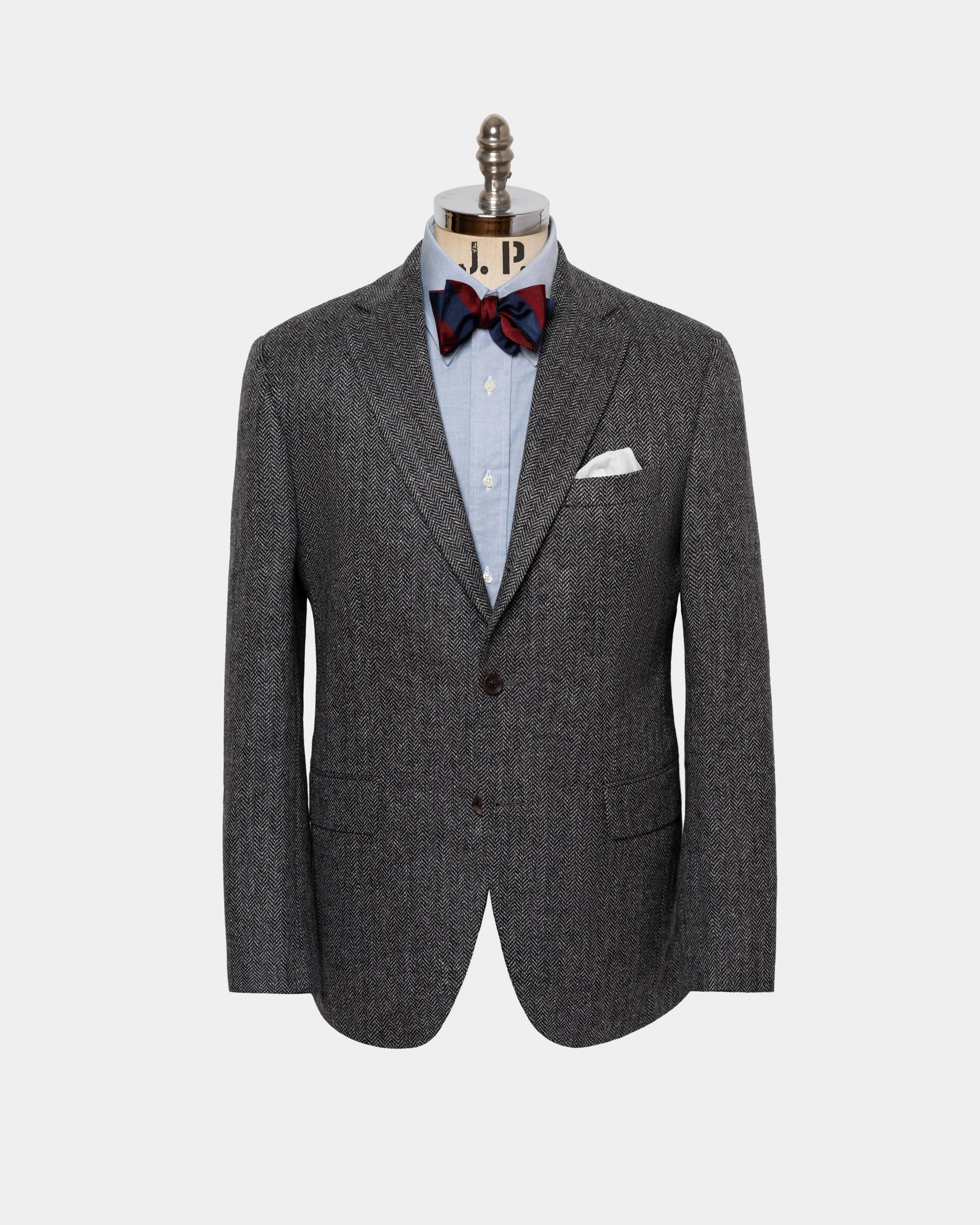 Made-in-Canada Light Grey Herringbone Pure Cashmere Sport Coat Elegant Craft