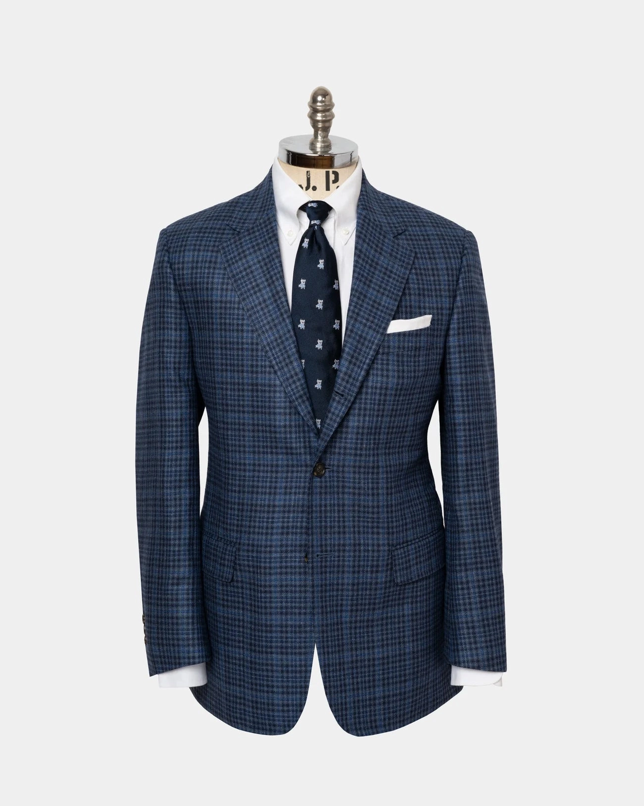 Made-in-Canada Medium Blue Check Silk/Wool Sport Coat Business Comfort