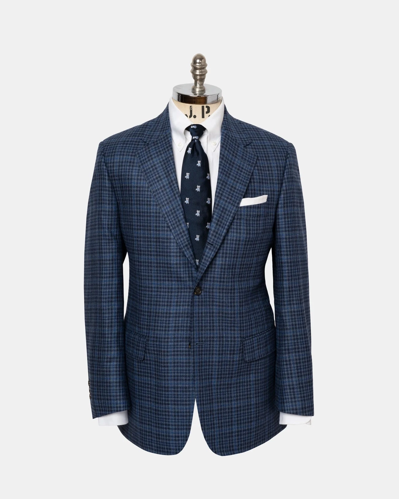 Made-in-Canada Medium Blue Check Silk/Wool Sport Coat Elegant Touch