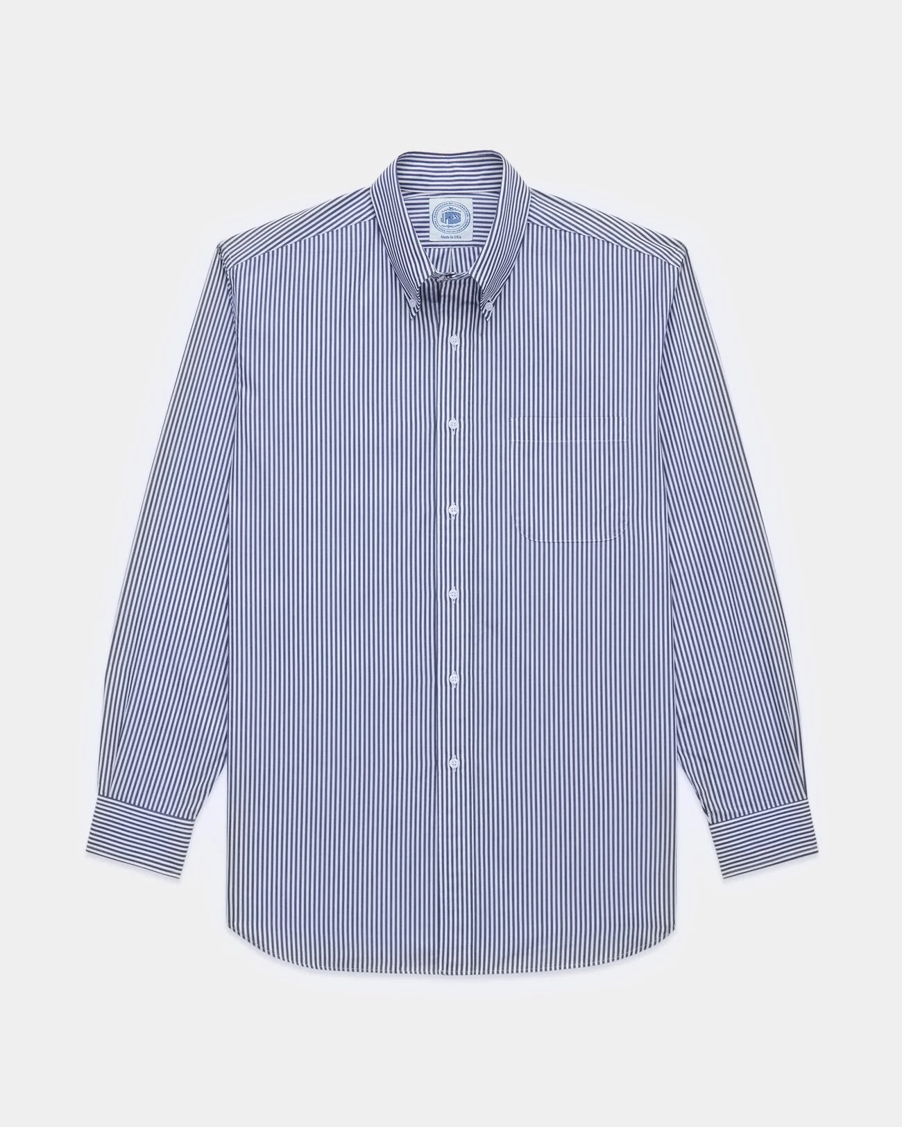 Versatile Layering Piece gender-neutral Made-in-Canada Navy Bengal Stripe Button Down Shirt - Classic Fit