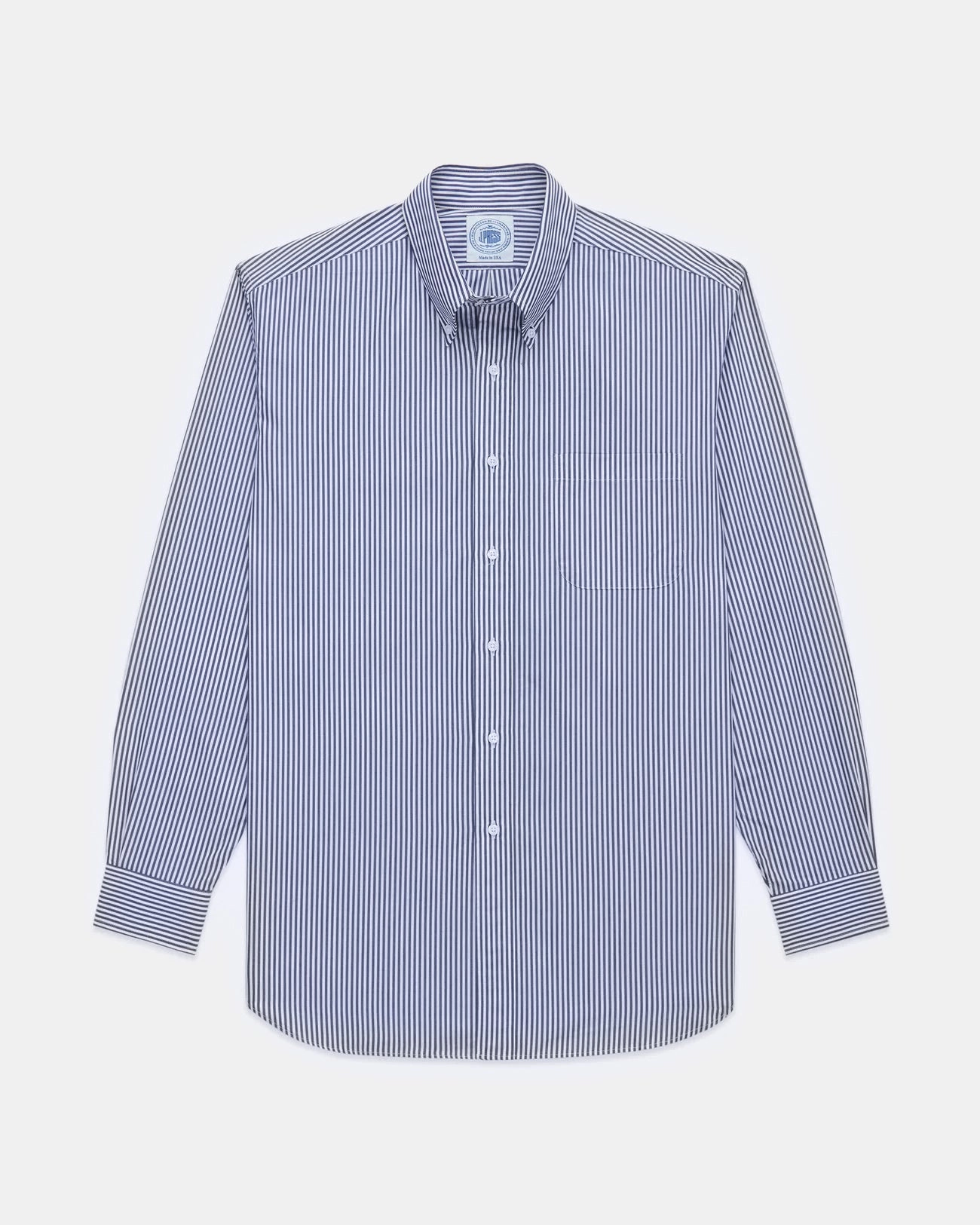 Made-in-Canada Navy Bengal Stripe Button Down Shirt - Classic Fit Anti Static Fabric