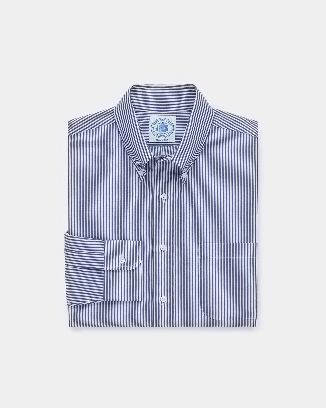 Picnic Outfit Made-in-Canada Navy Bengal Stripe Button Down Shirt - Classic Fit