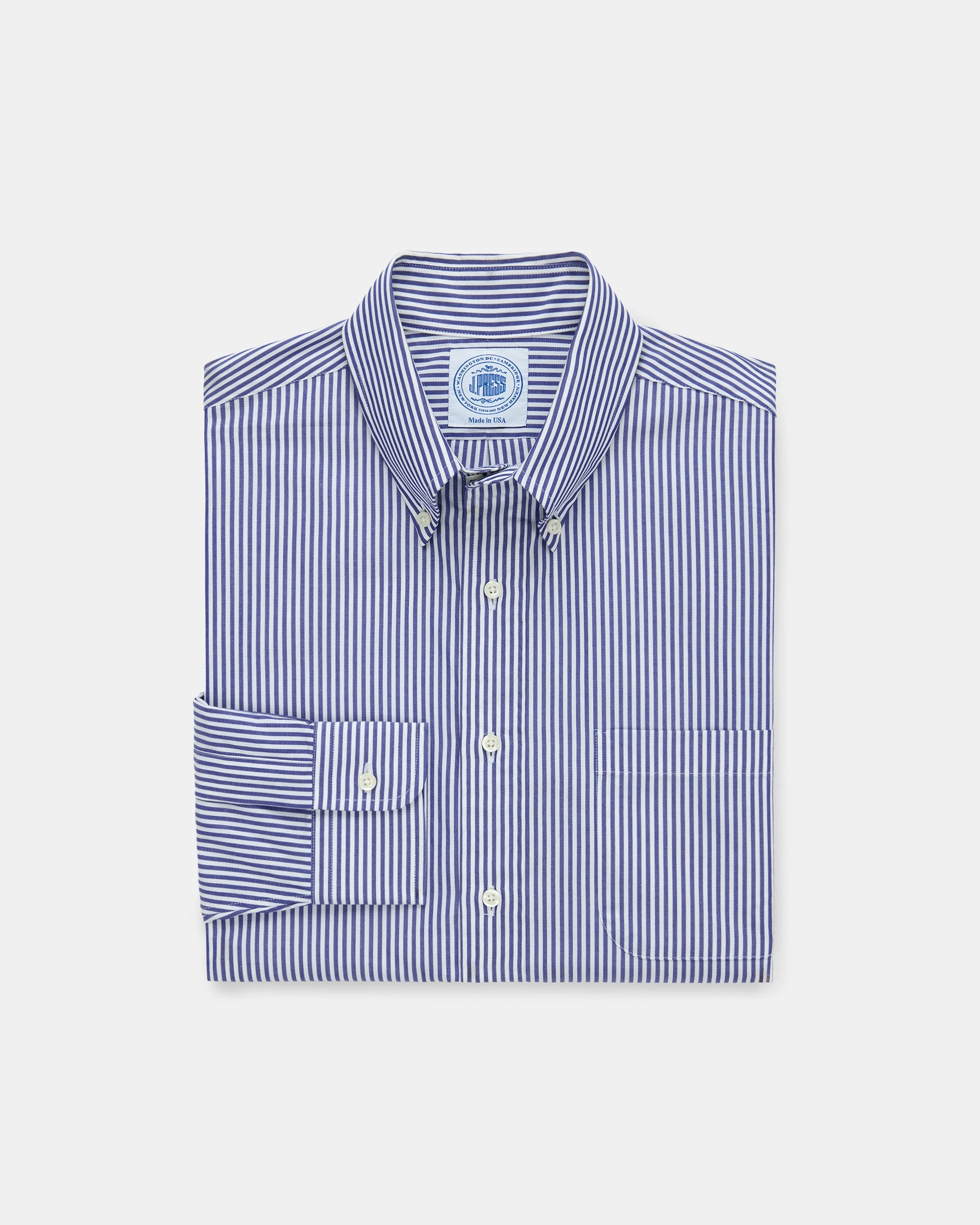 Made-in-Canada Navy Candy Stripe Button Down Shirt - Classic Fit Smart Casual City Exploration