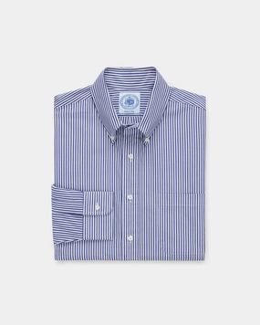 Made-in-Canada Navy Candy Stripe Button Down Shirt - Classic Fit Smart Casual City Exploration