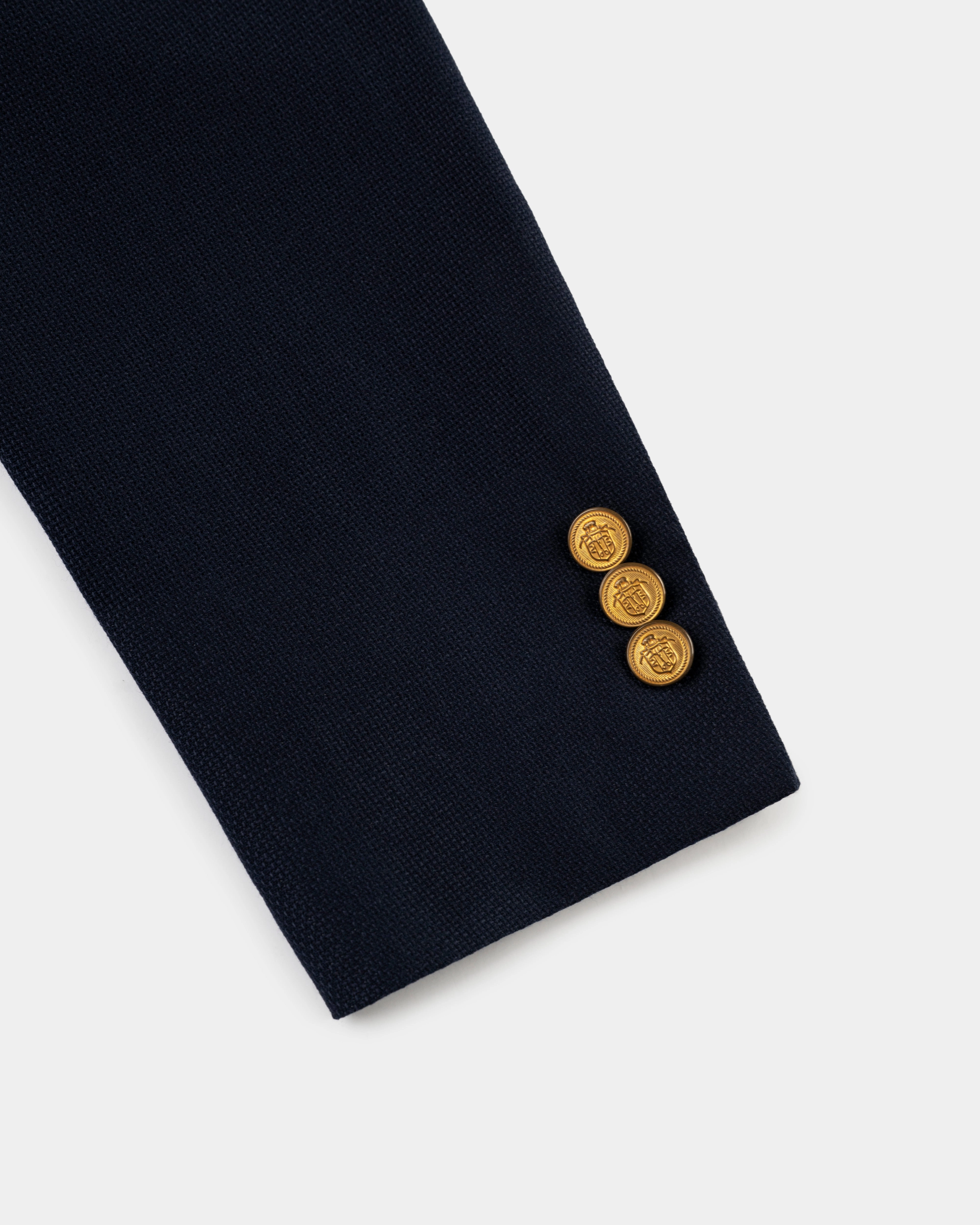 Professional Comfort Made-in-Canada Navy Cotton/Wool Open-Weave Hopsack Blazer