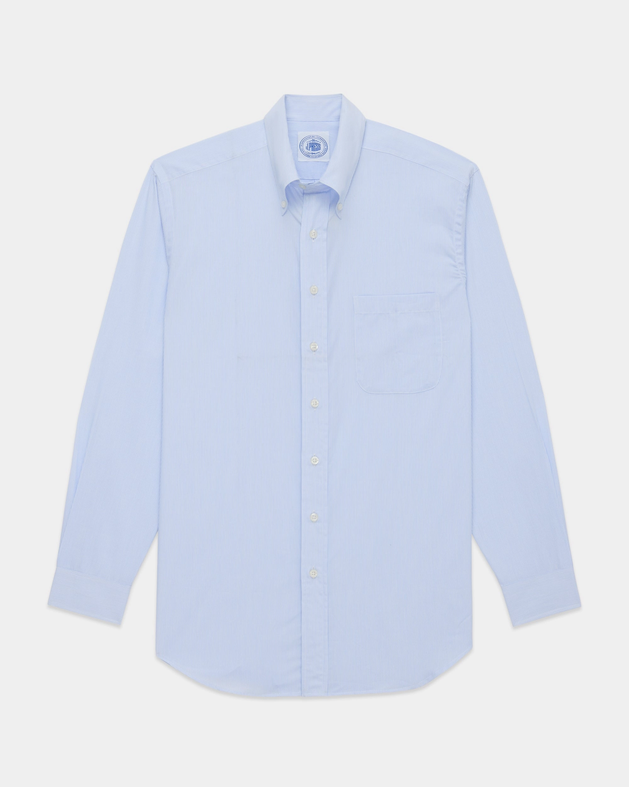 Made-in-Canada Navy Hairline Stripe Button Down Shirt - Classic Fit Creative Professional Athleisure Trend