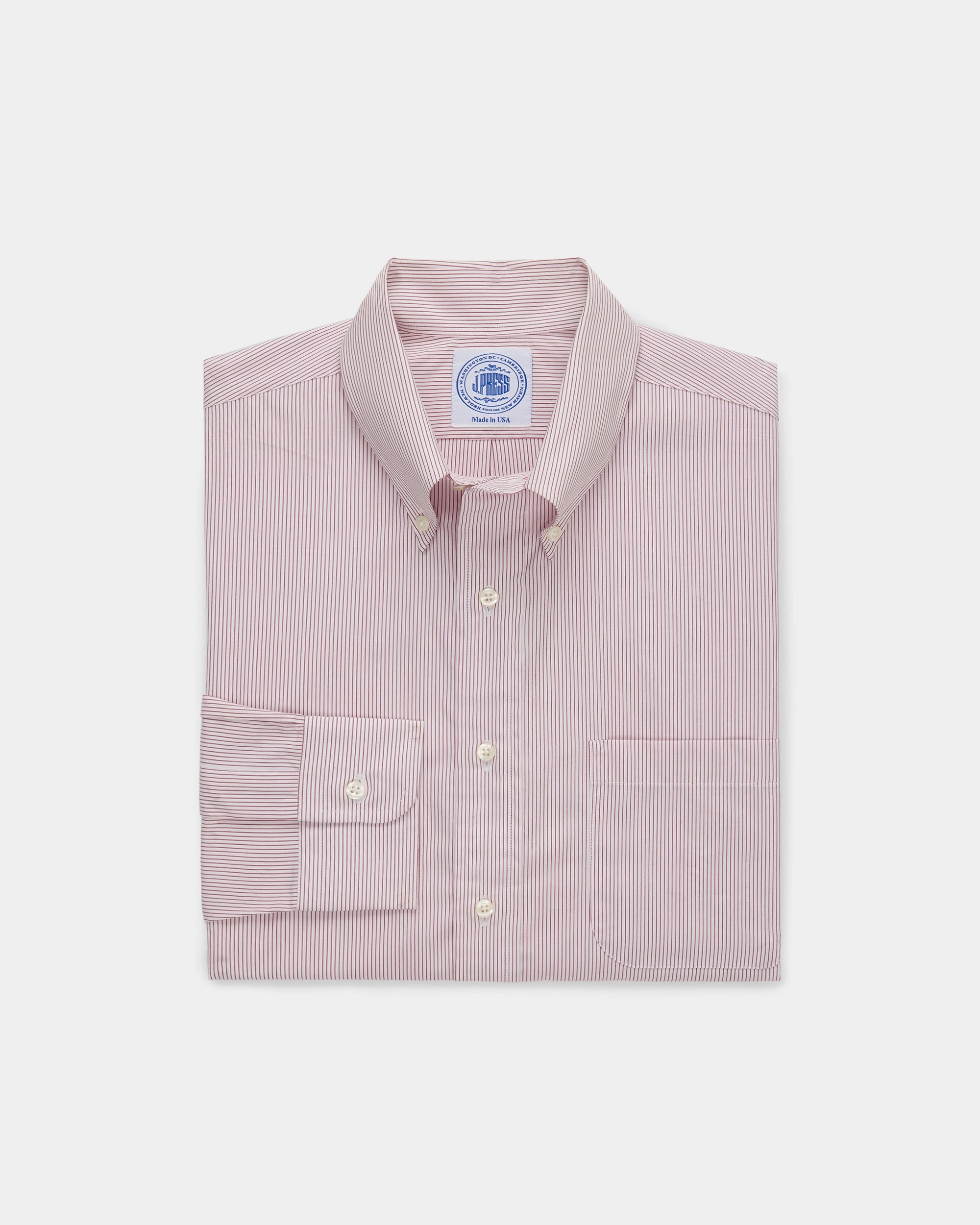 Eco-Friendly Fabric Statement Maker Made-in-Canada Red Pinstripe Button Down Shirt - Classic Fit