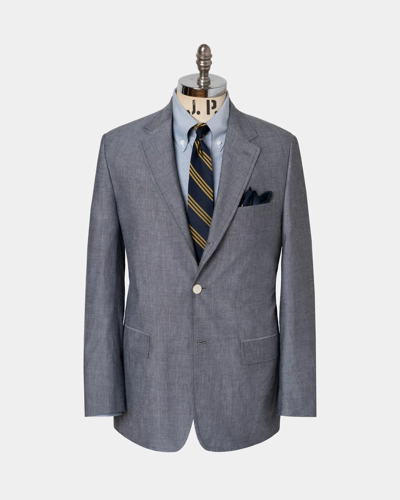 All-Day Wear Made-in-Canada Solid Navy Cotton Chambray Sport Coat