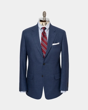 Made-in-Canada Solid Solid Medium Blue Wool Sport Coat Luxury Attire Business Attire
