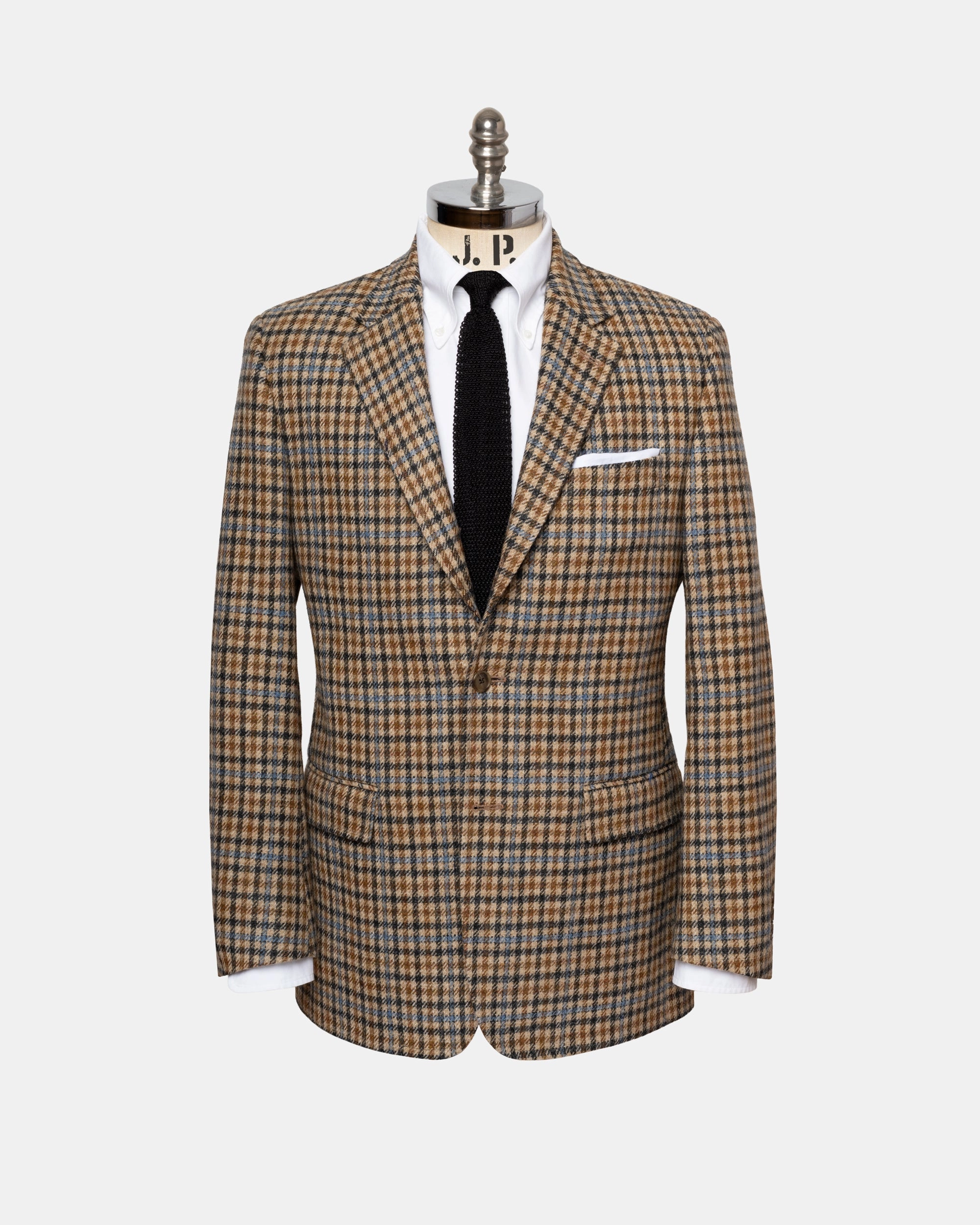 Made-in-Canada Tan Check with  Blue Windowpane Sport Coat Smart Layering