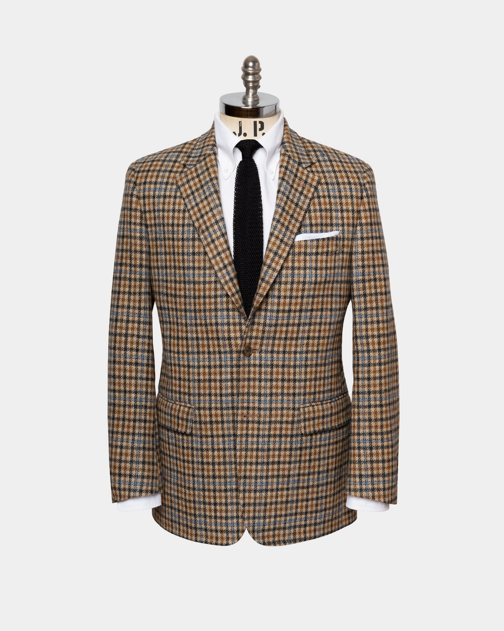 Made-in-Canada Tan Check with  Blue Windowpane Sport Coat Sharp Wear Refined Wear
