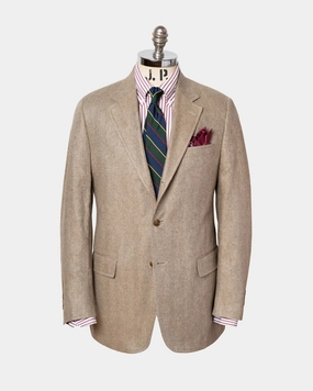 Comfortable Design Business Fashion Made-in-Canada Tan Herringbone Silk Sport Coat