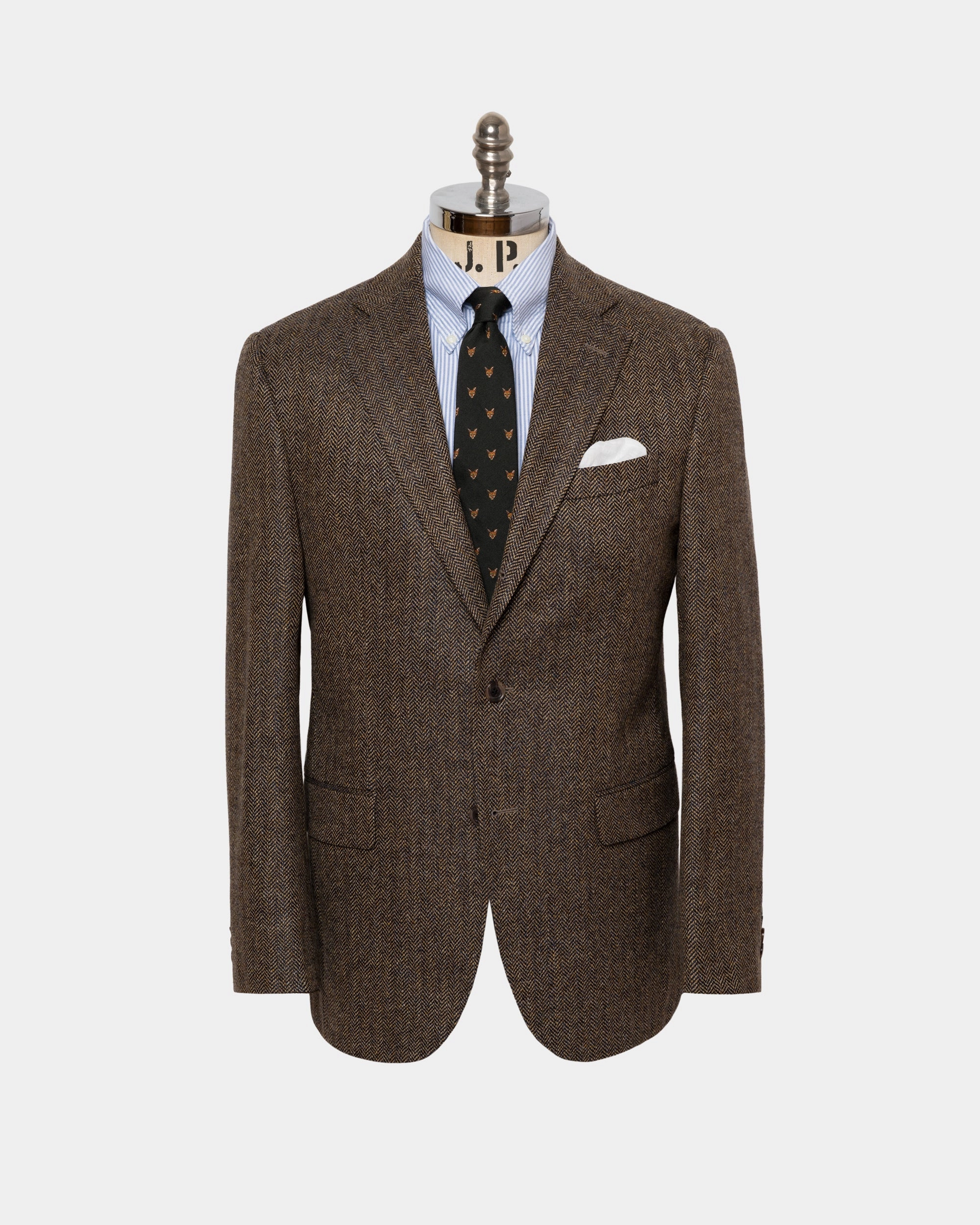 Refined Layers Versatile Design Made-in-Canada Tan Herringbone Wool/Cashmere Sport Coat