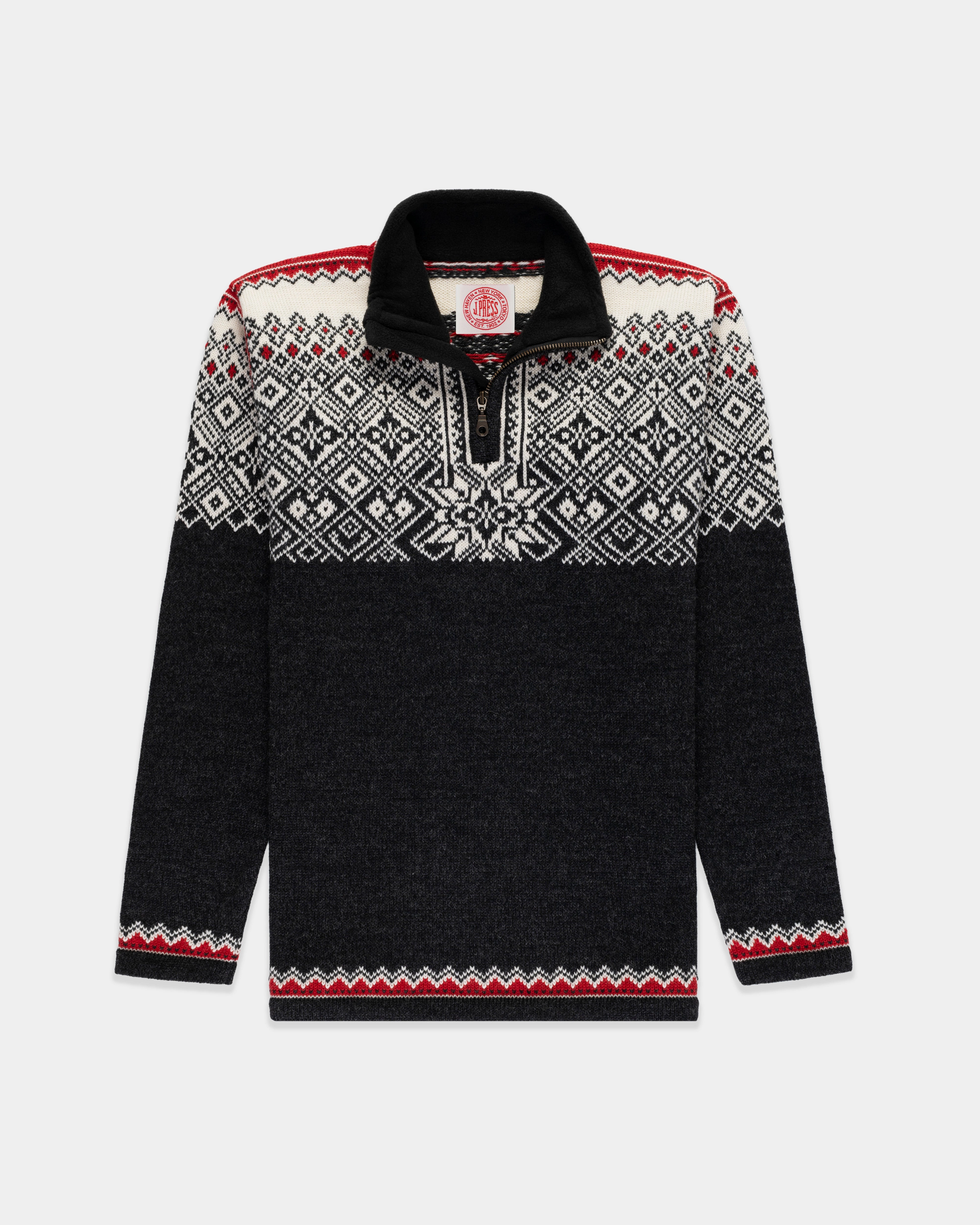 Fade Resistant Dye Reversible design Made-in-Norway Quarter-zip Alpine Sweater
