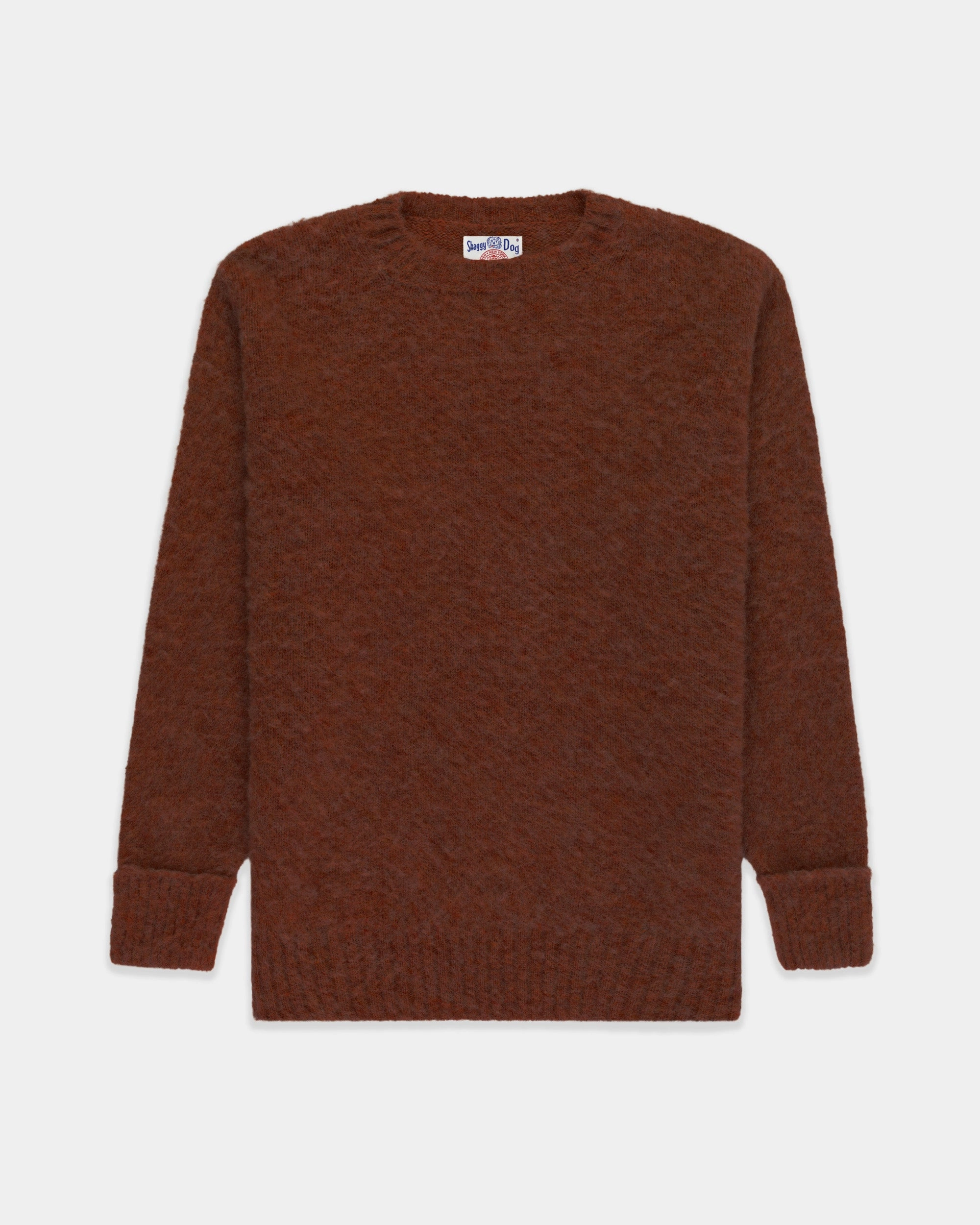 Ultimate Layering Cold-Weather Essential Made-in-Scotland Burgundy Shaggy Dog Sweater - Classic Fit
