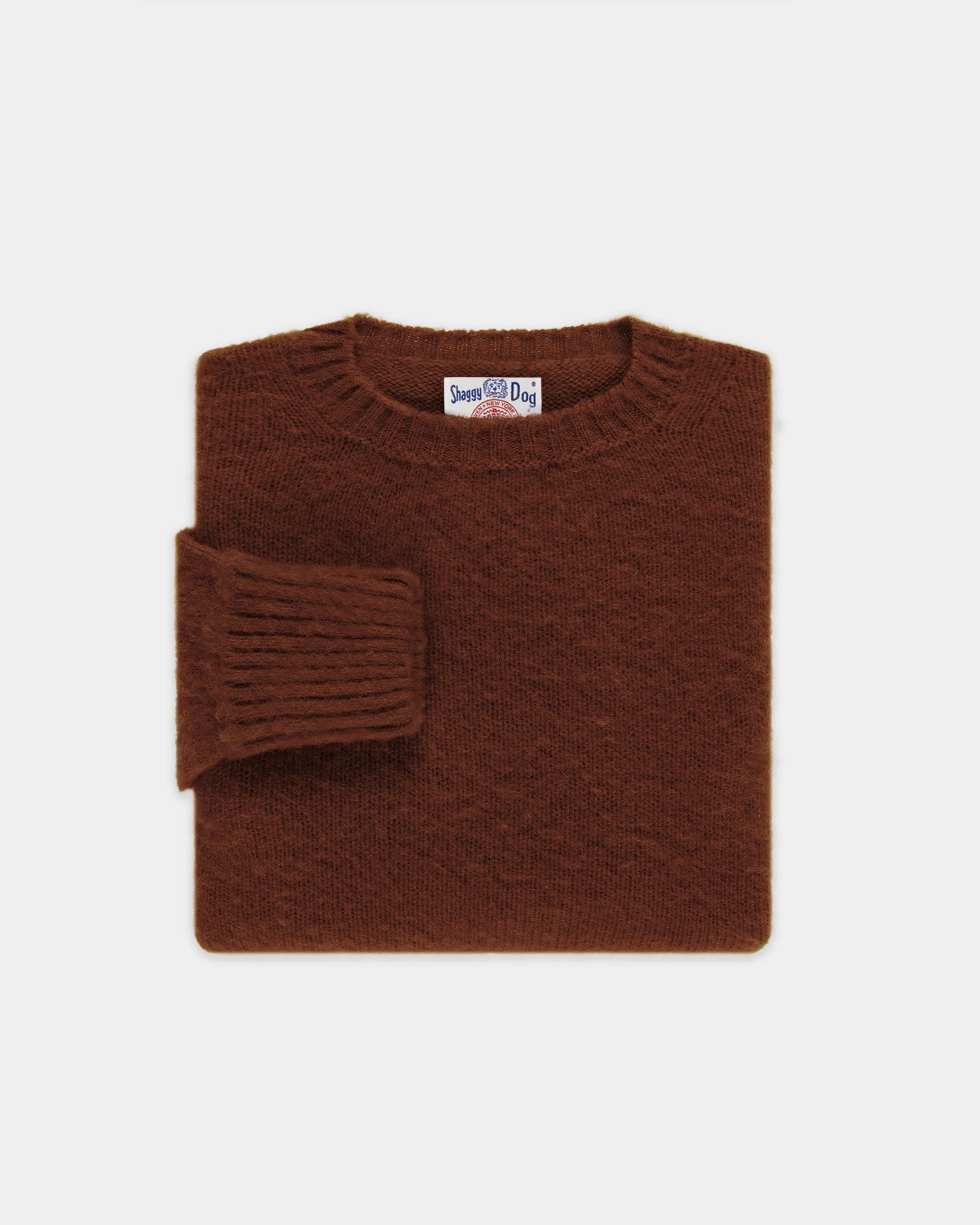 Made-in-Scotland Burgundy Shaggy Dog Sweater - Classic Fit Eco Certified Fabrications Compact Travel Design