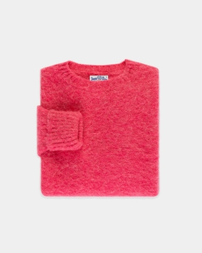 Versatile Styling Textured Knit Made-in-Scotland Fuschia Shaggy Dog Sweater - Classic Fit
