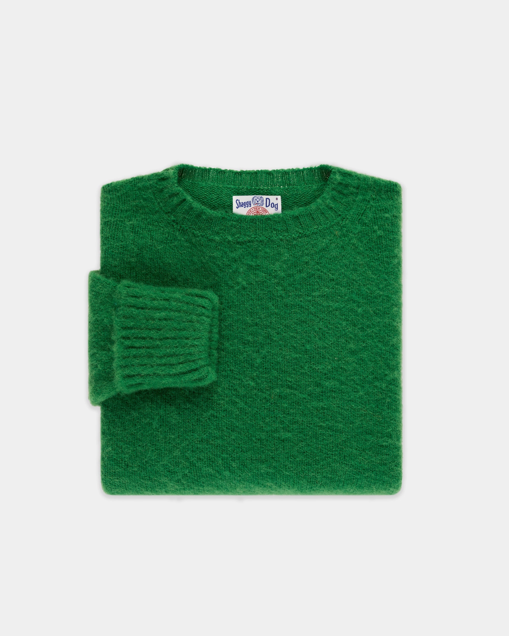 Chilly Comfort Thermal Lining Made-in-Scotland Grass Green Shaggy Dog Sweater - Classic Fit