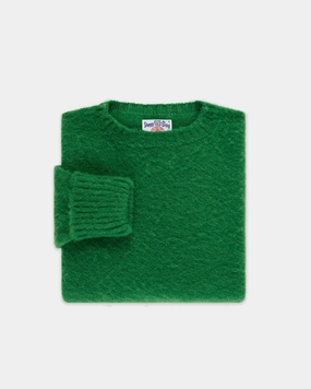 Chilly Comfort Thermal Lining Made-in-Scotland Grass Green Shaggy Dog Sweater - Classic Fit