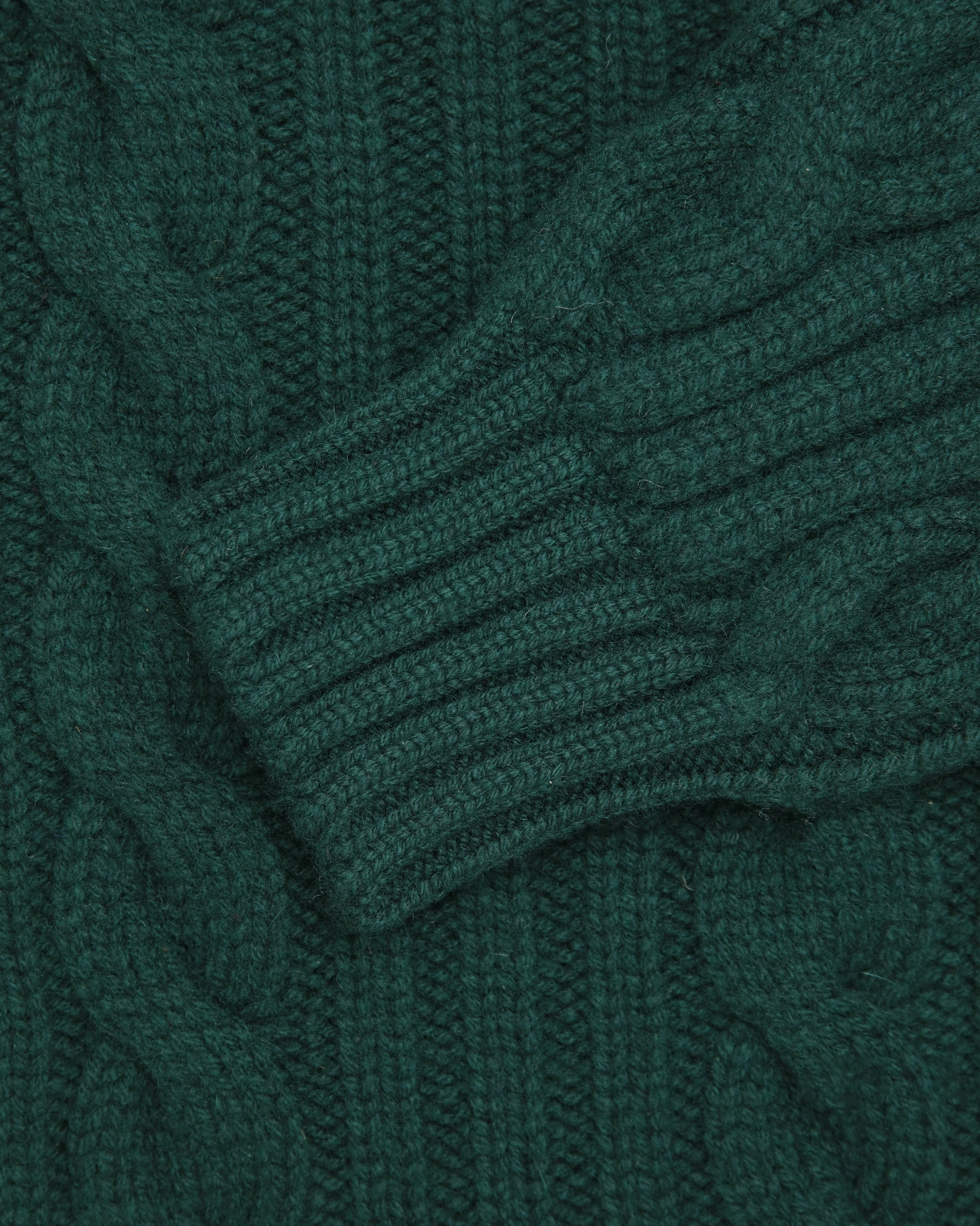Warm Layer Made-in-Scotland Green Cableknit Lambswool Cardigan