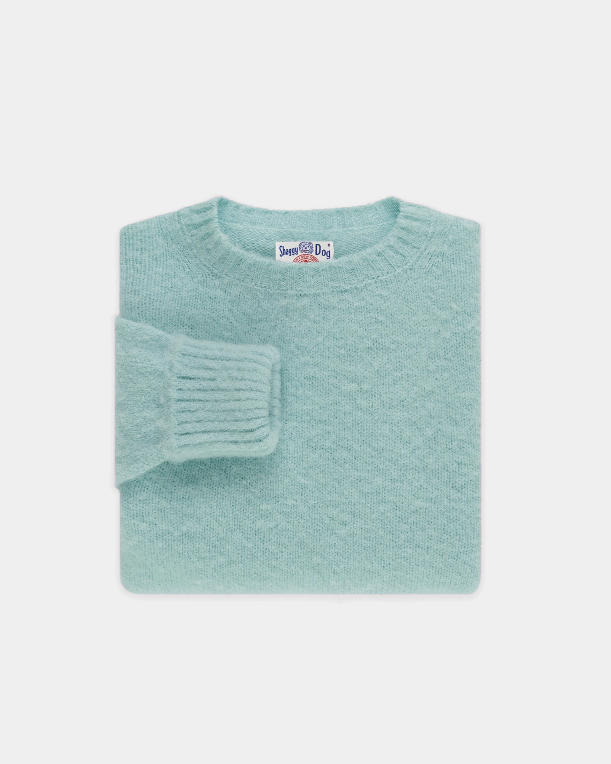 Seasonal Essentials Sleek Design Made-in-Scotland Light Green Mix Shaggy Dog Sweater - Classic Fit