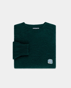 Cold Day Ready Snuggly Pieces Made-in-Scotland *LIMITED EDITION* Forest Green Shaggy Dog Icon Sweater  - Trim Fit