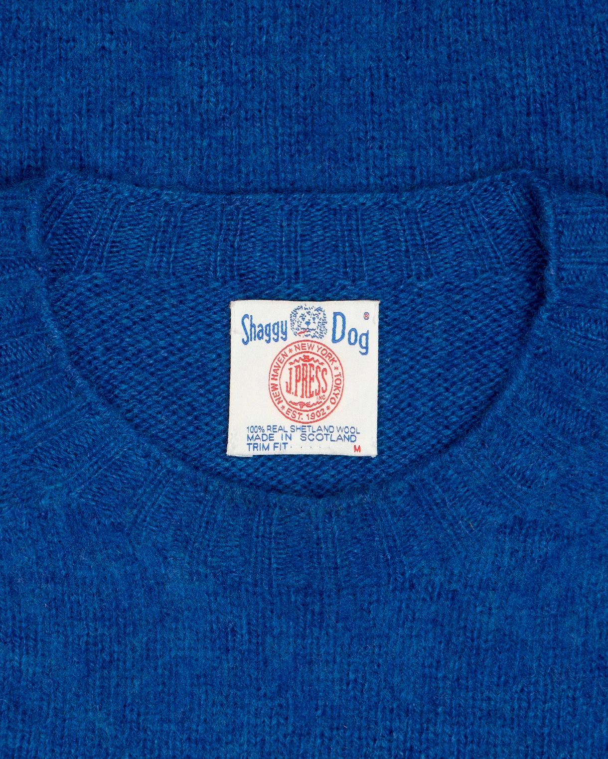 Made-in-Scotland *LIMITED EDITION* Medium Blue Shaggy Dog Icon Sweater  - Trim Fit Trendy Layers Adjustable drawstring