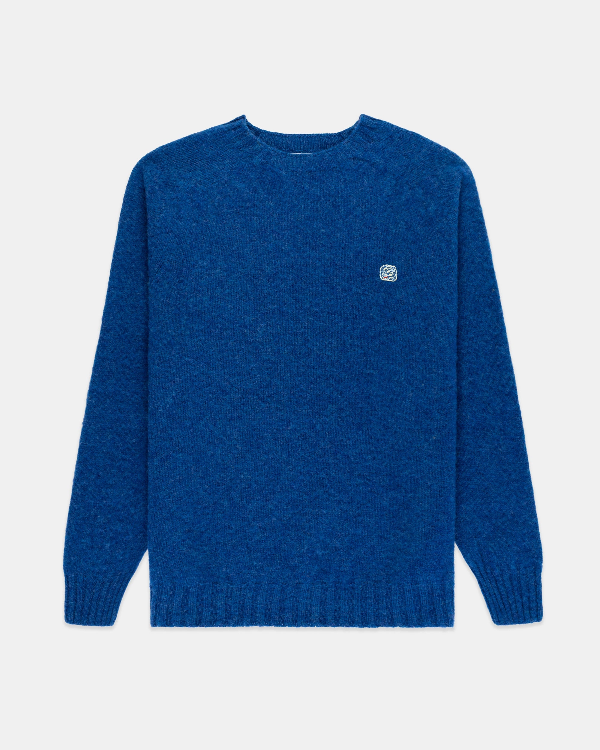 Cashmere Blend Knitwear Look Made-in-Scotland *LIMITED EDITION* Medium Blue Shaggy Dog Icon Sweater  - Trim Fit