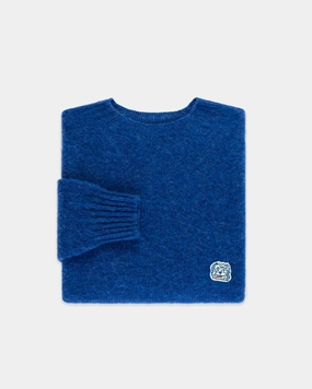 Made-in-Scotland *LIMITED EDITION* Medium Blue Shaggy Dog Icon Sweater  - Trim Fit Moisture Wicking Knit Layering Piece