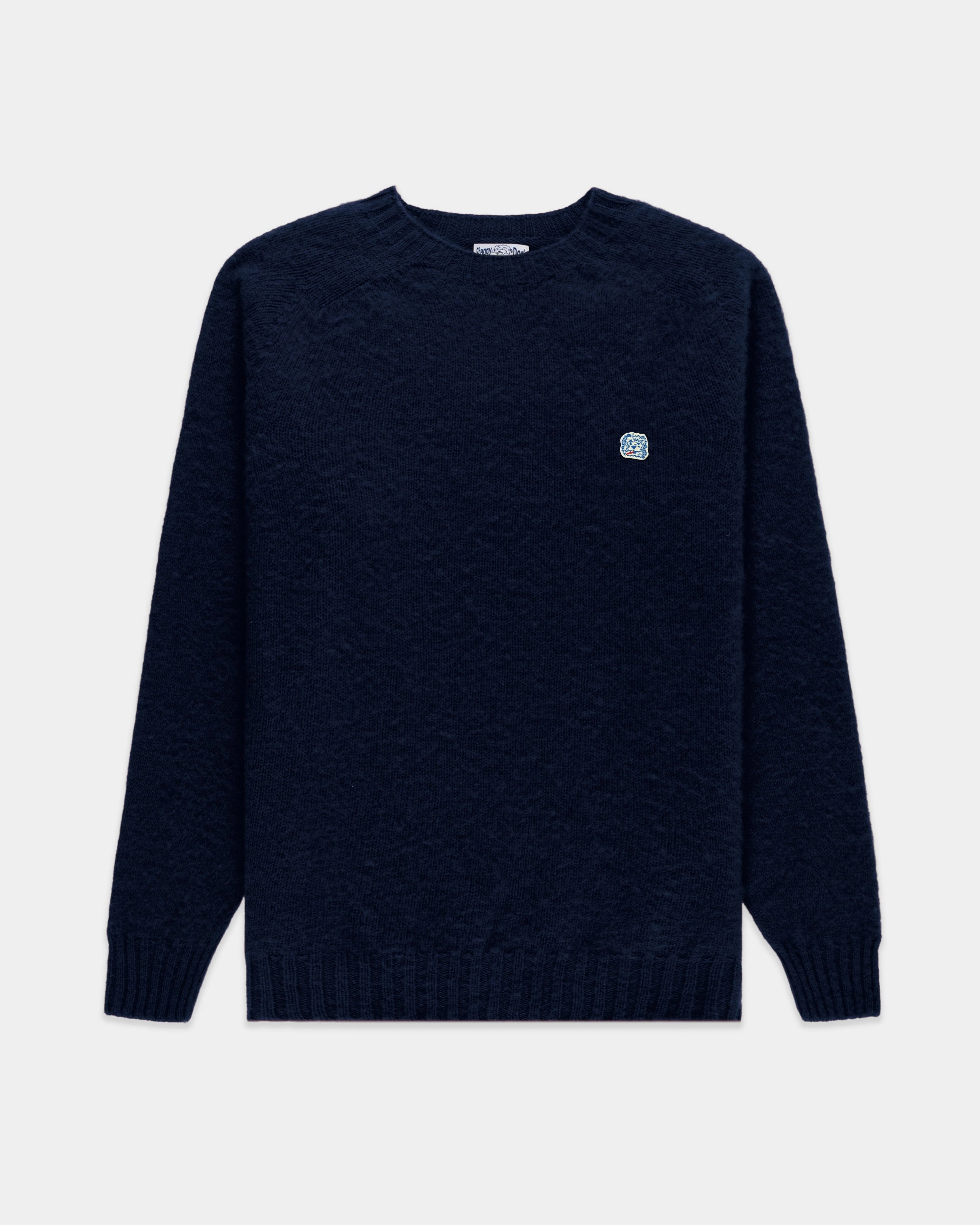 Relaxed Knitwear Made-in-Scotland *LIMITED EDITION* Navy Shaggy Dog Icon Sweater  - Trim Fit