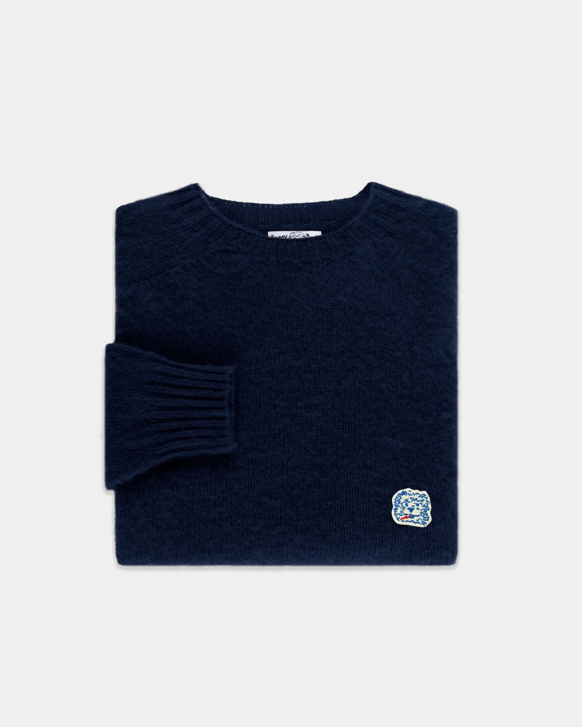 Cold-Weather Layer Made-in-Scotland *LIMITED EDITION* Navy Shaggy Dog Icon Sweater  - Trim Fit