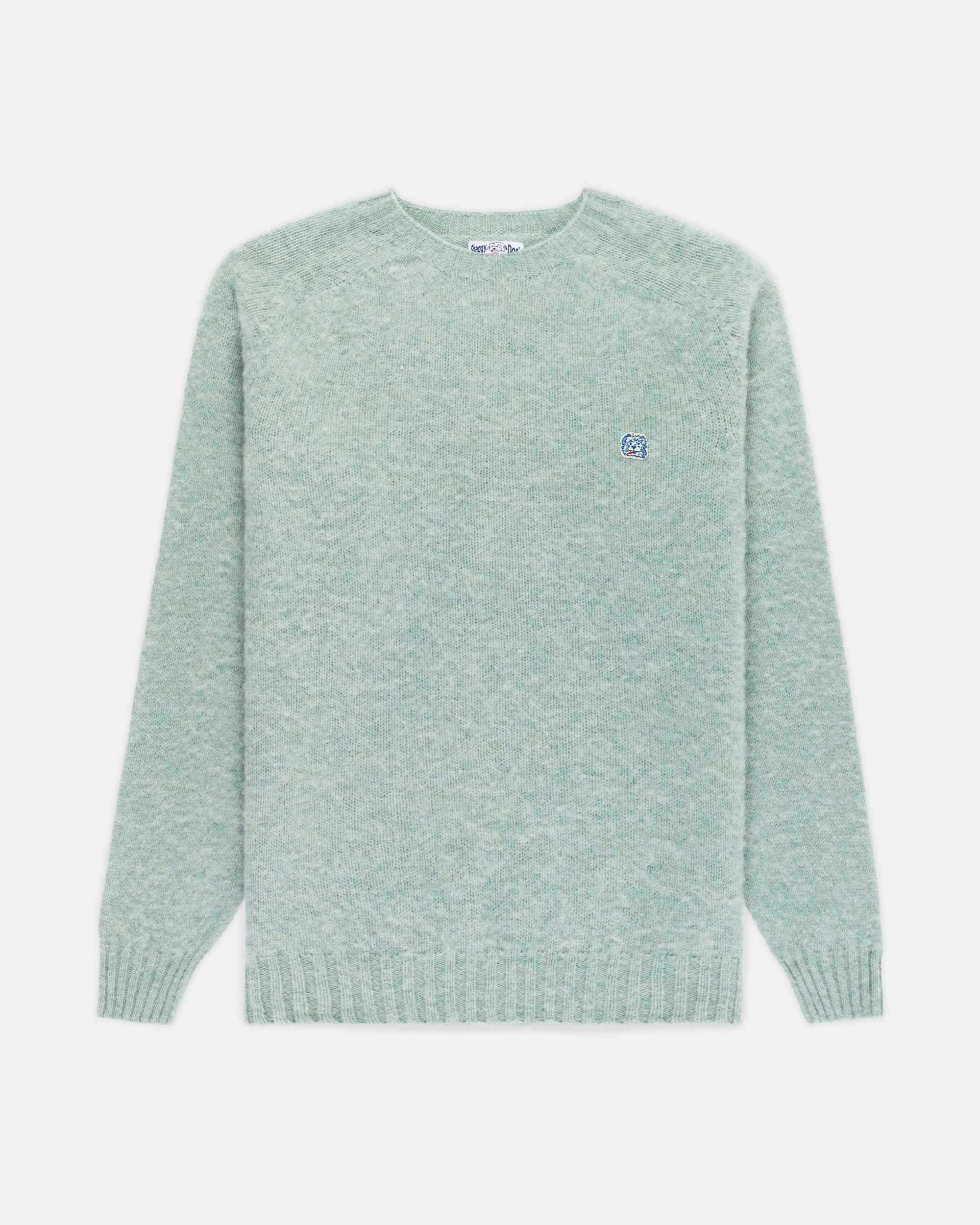 Comfy and Stylish Versatile Layers Made-in-Scotland *LIMITED EDITION* Pale Blue Shaggy Dog Icon Sweater  - Trim Fit