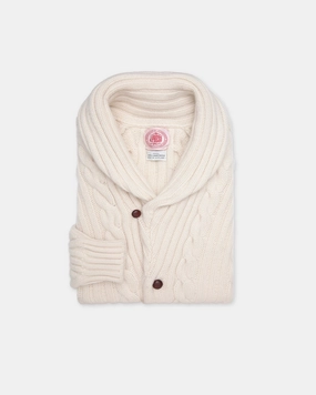 Made-in-Scotland Natural Cableknit Lambswool Cardigan Comfy Trend