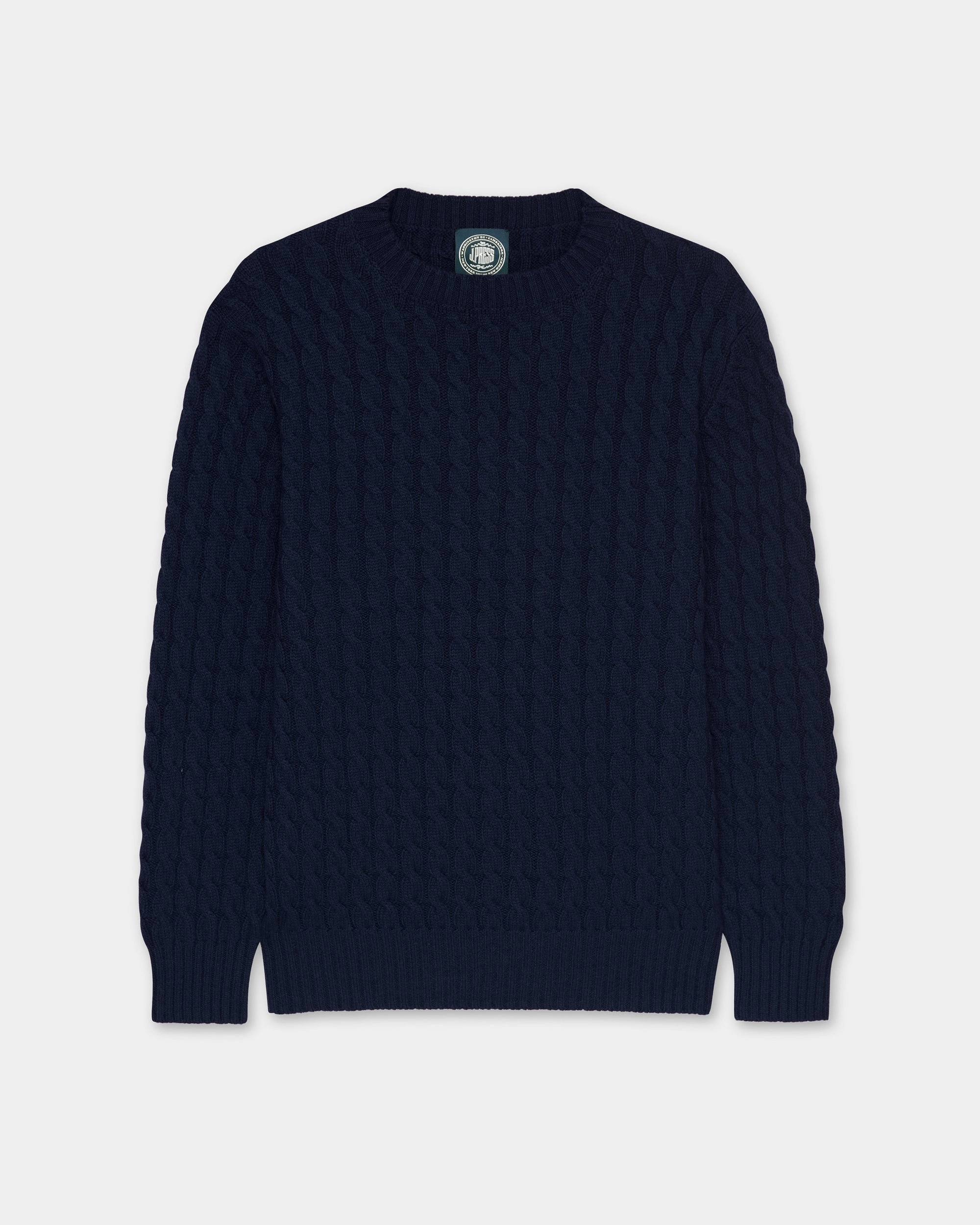Made-in-Scotland Navy Cable Knit Cashmere Sweater Soft And Comfortable