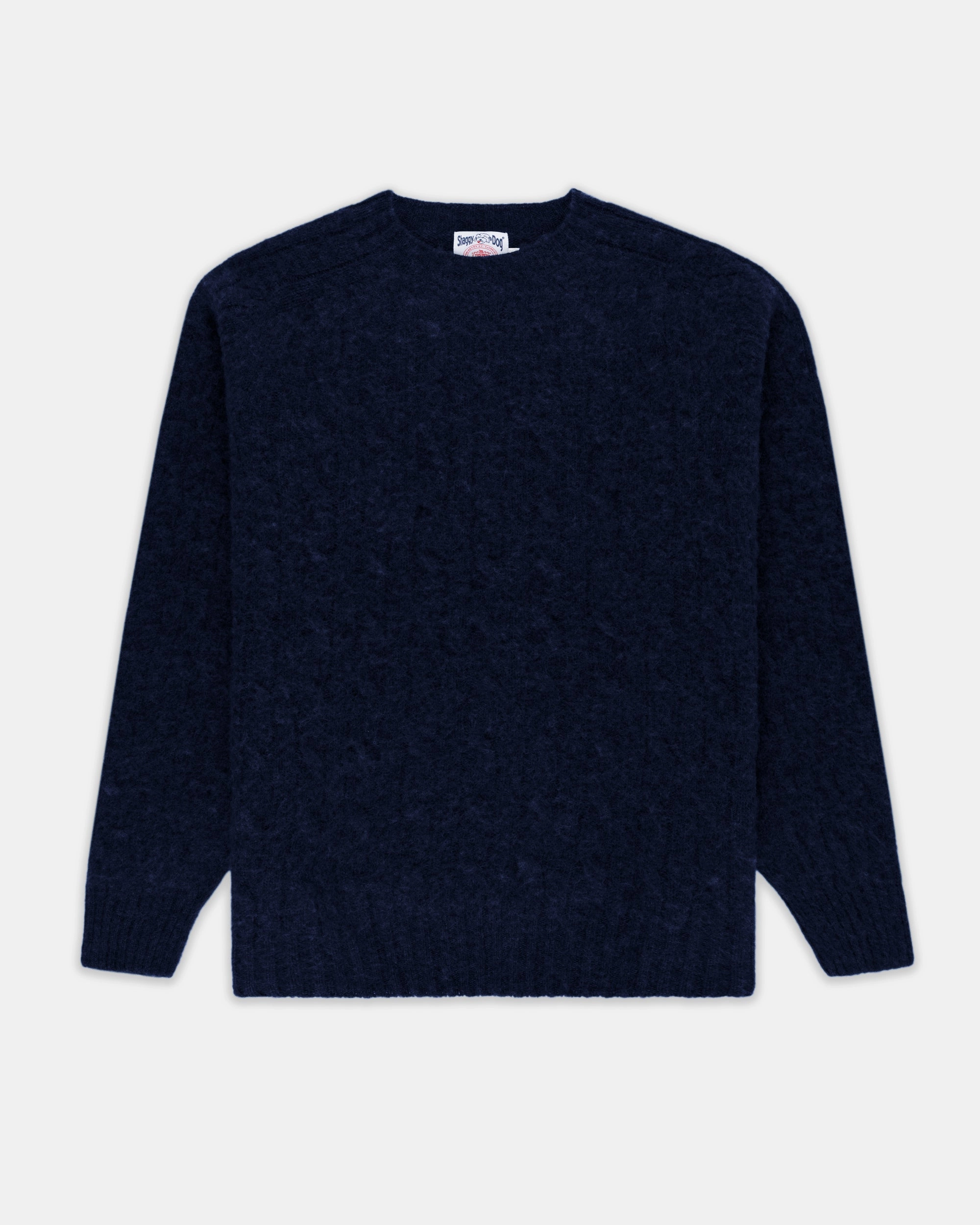 Made-in-Scotland Navy Shaggy Dog Cableknit Sweater - Classic Fit Warm And Comfortable